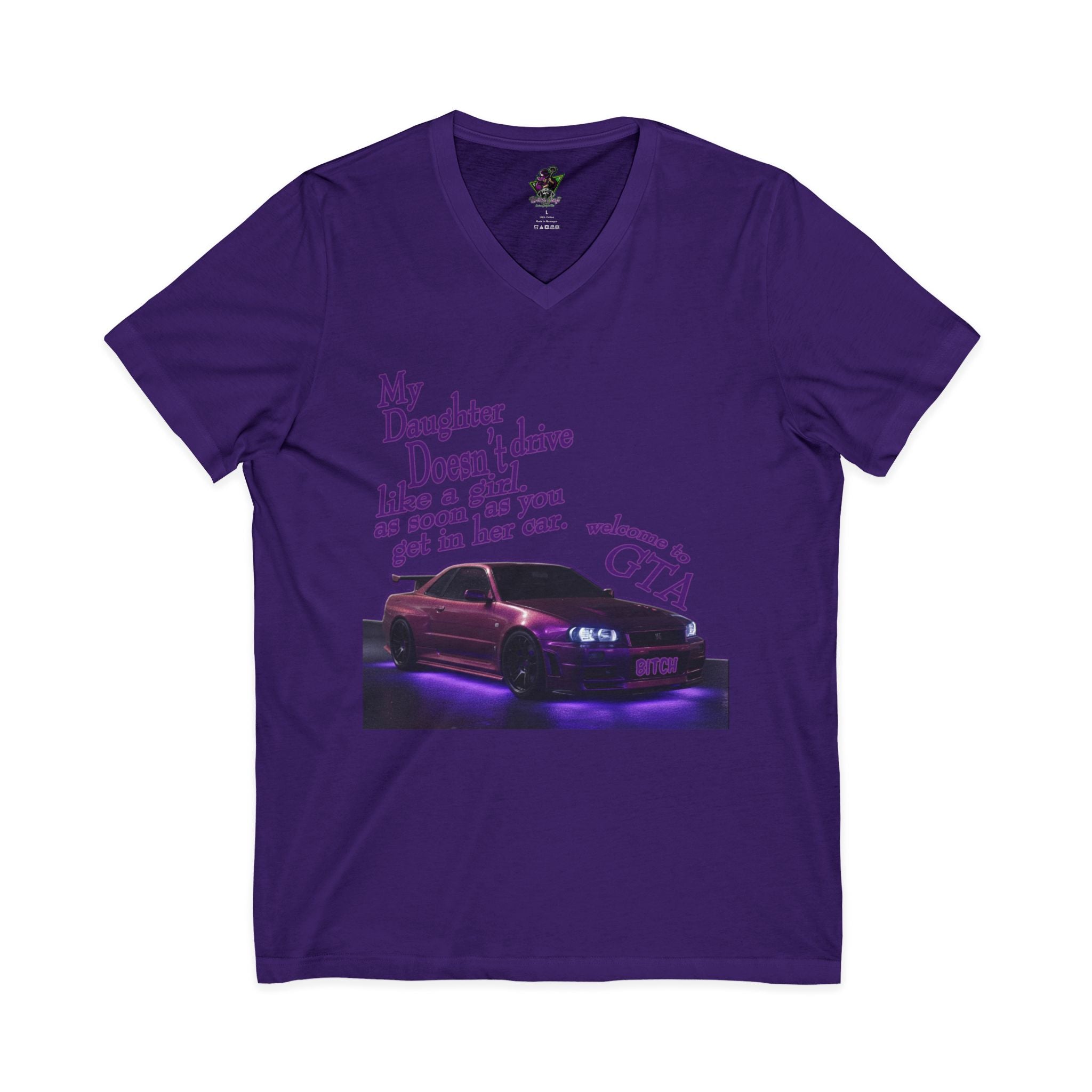 Daughter Doesn't Drive Like A Girl Purple / V-Neck Tee