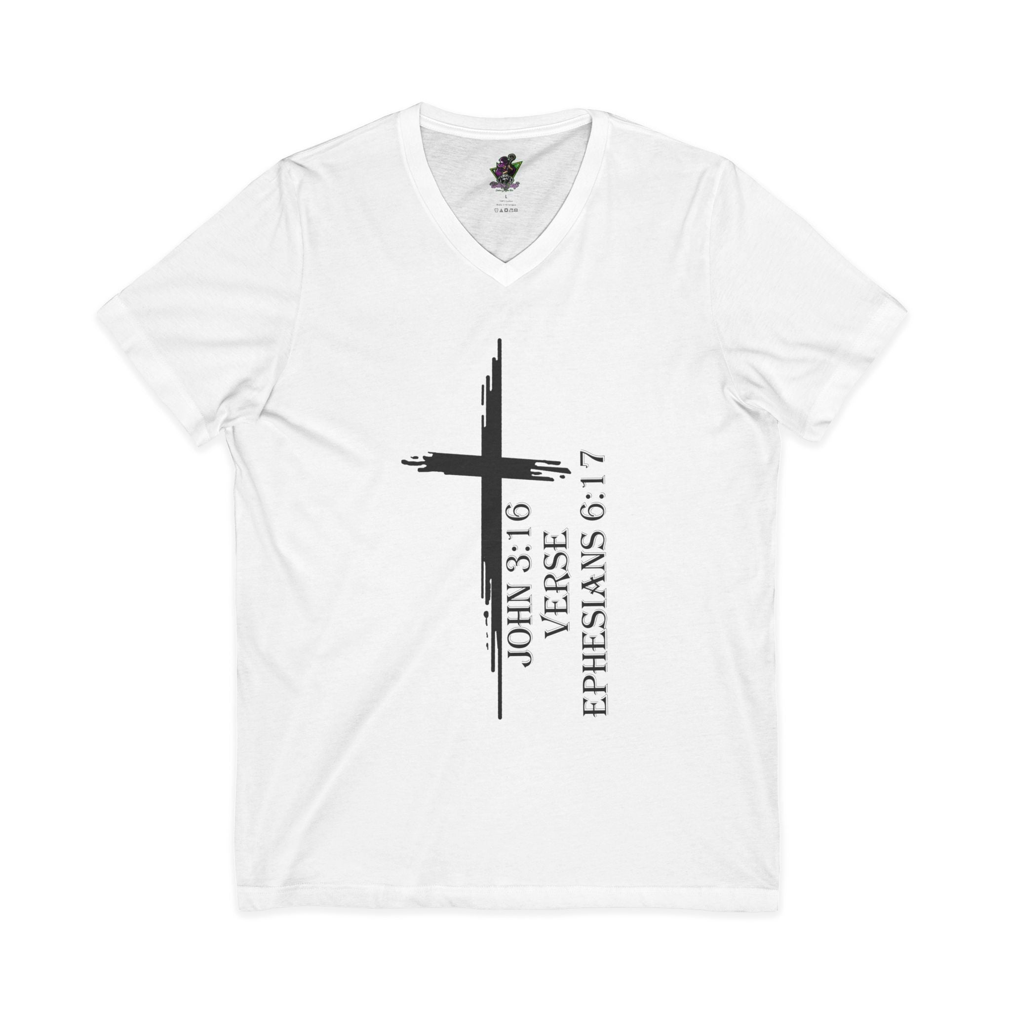 John 3:16 / Ephesians 6:17 / V-Neck Tee
