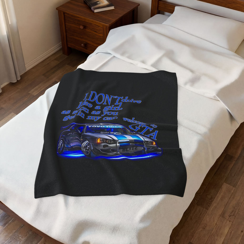 Don't Drive Like A Girl Blue / Velveteen Plush Blanket