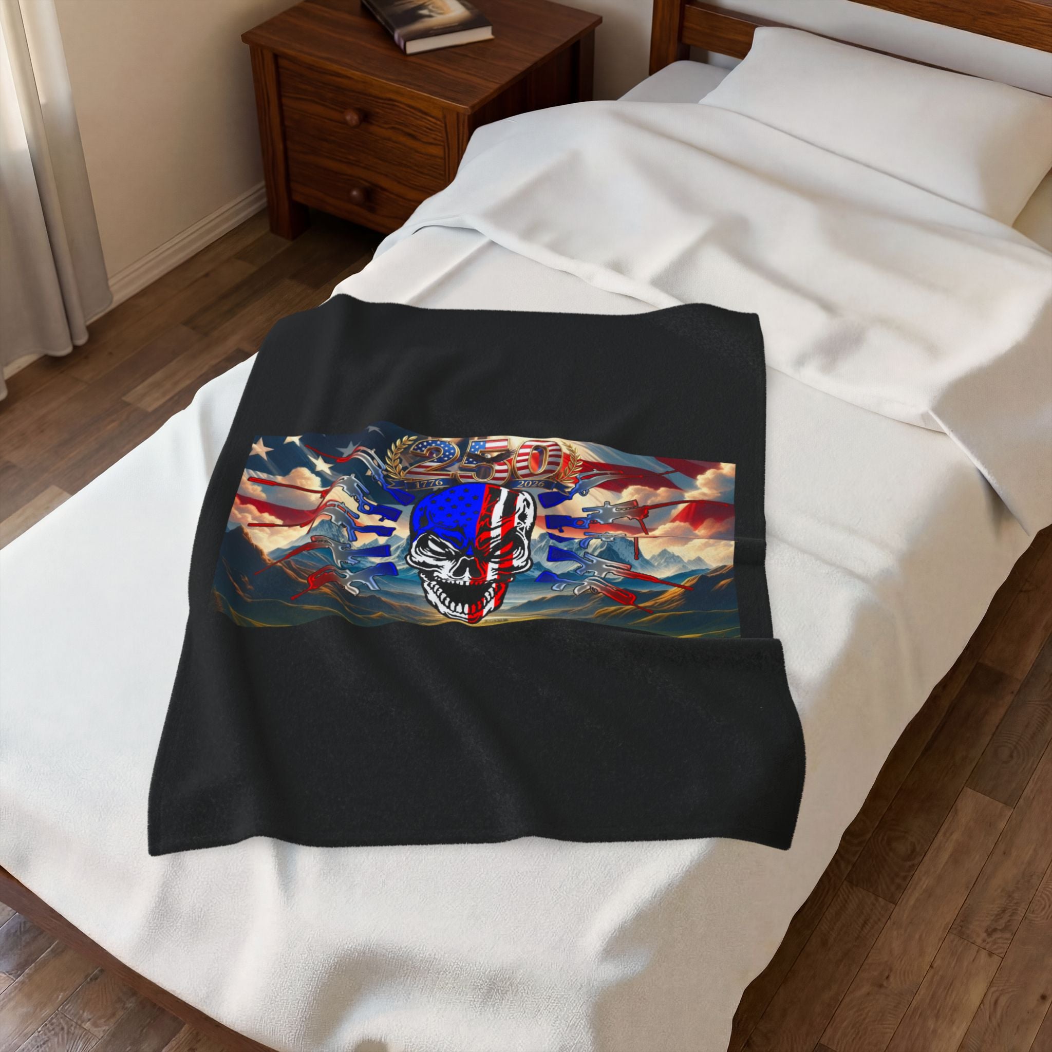 Skull & Guns 250th / Velveteen Plush Blanket