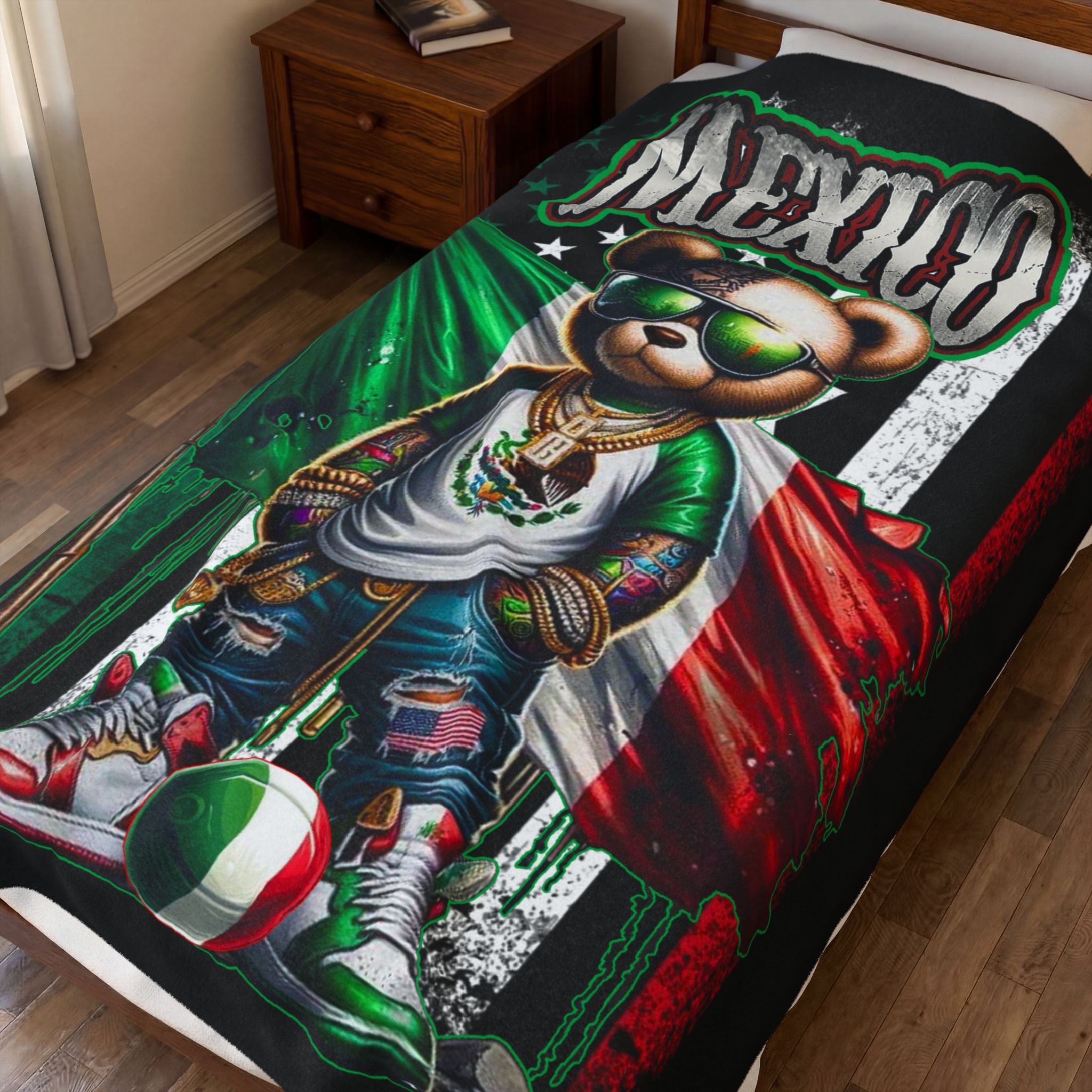 Mexico Teddy Bear /  Velveteen Plush Blanket