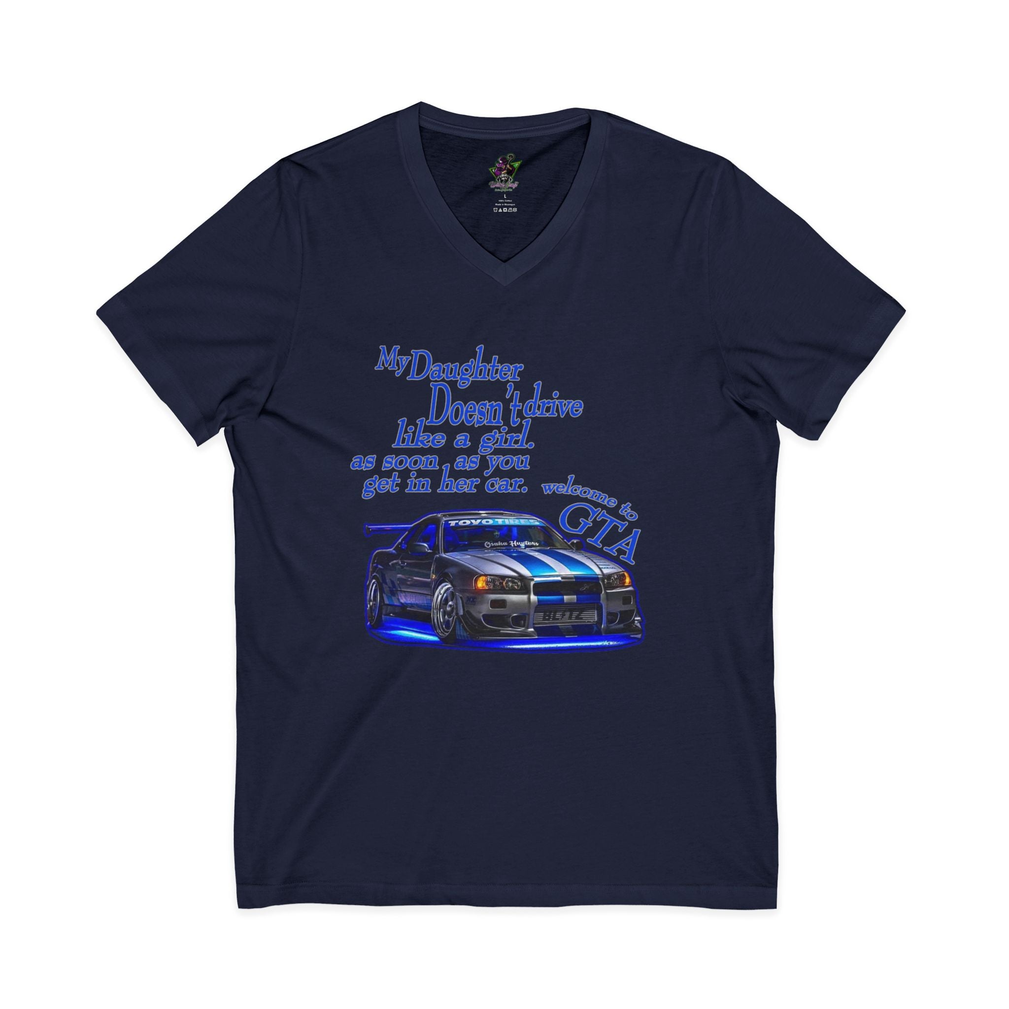 Daughter Doesn't Drive Like A Girl Blue / V-Neck Tee