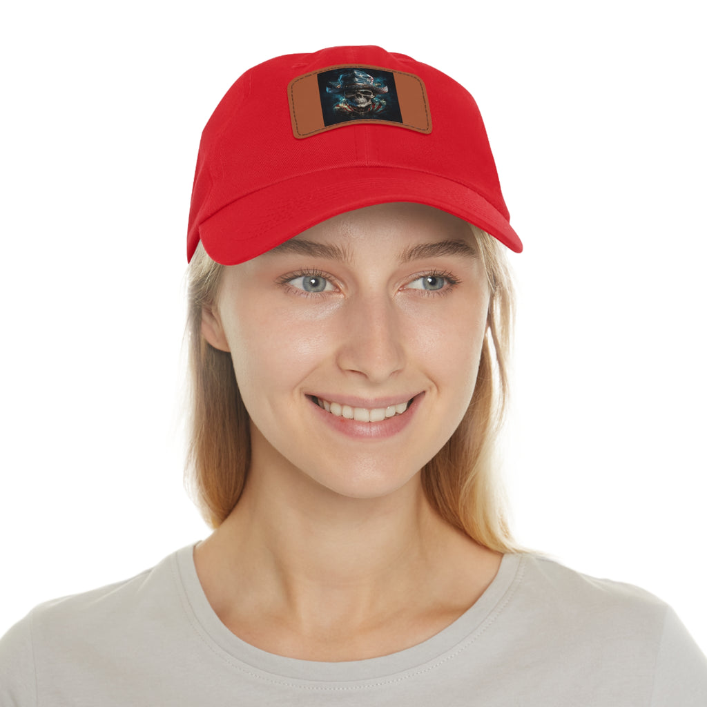 Skull Cowboy / Leather Patch Hat
