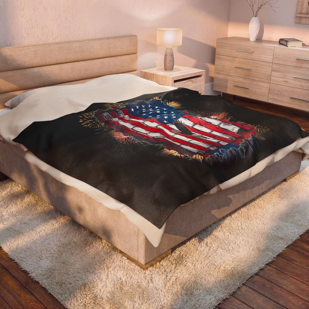 American Brick Flag / Velveteen Plush Blanket