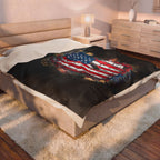 American Brick Flag / Velveteen Plush Blanket