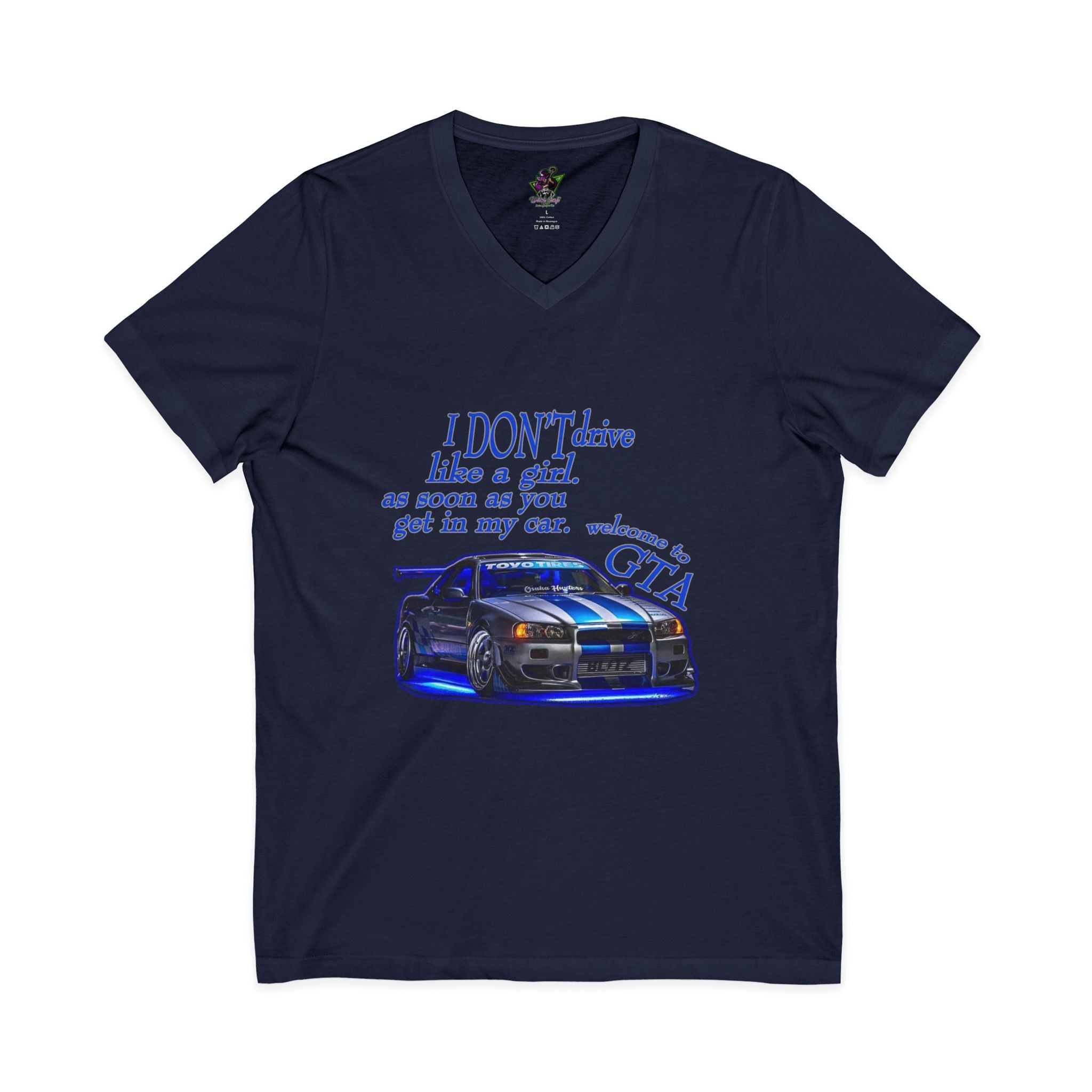 Don't Drive Like A Girl Blue / V-Neck Tee