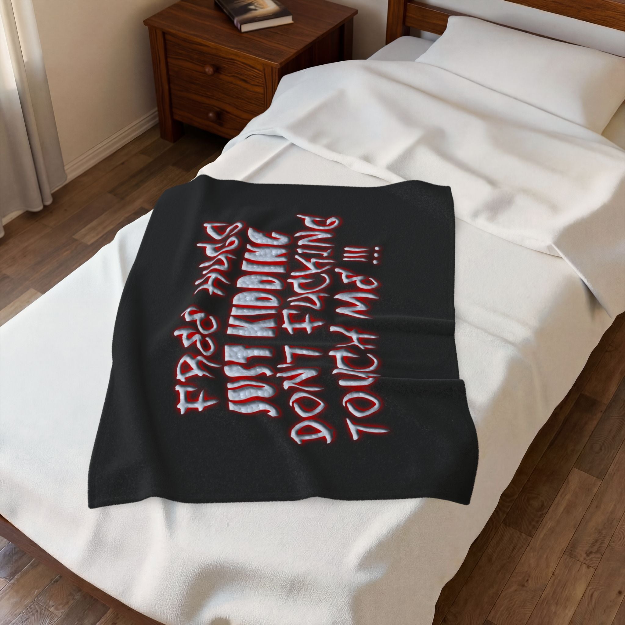 Free Hugs Just Kidding / Velveteen Plush Blanket