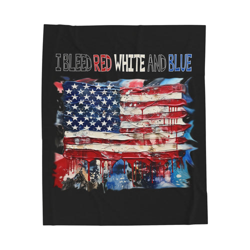 Bleed Red White & Blue / Velveteen Plush Blanket