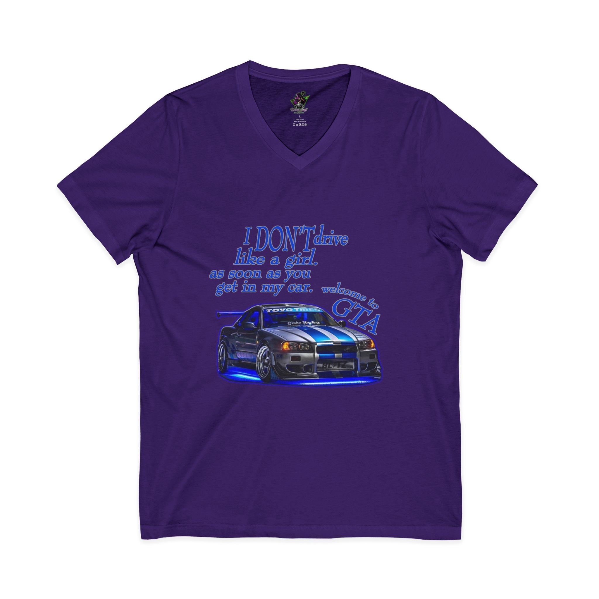 Don't Drive Like A Girl Blue / V-Neck Tee