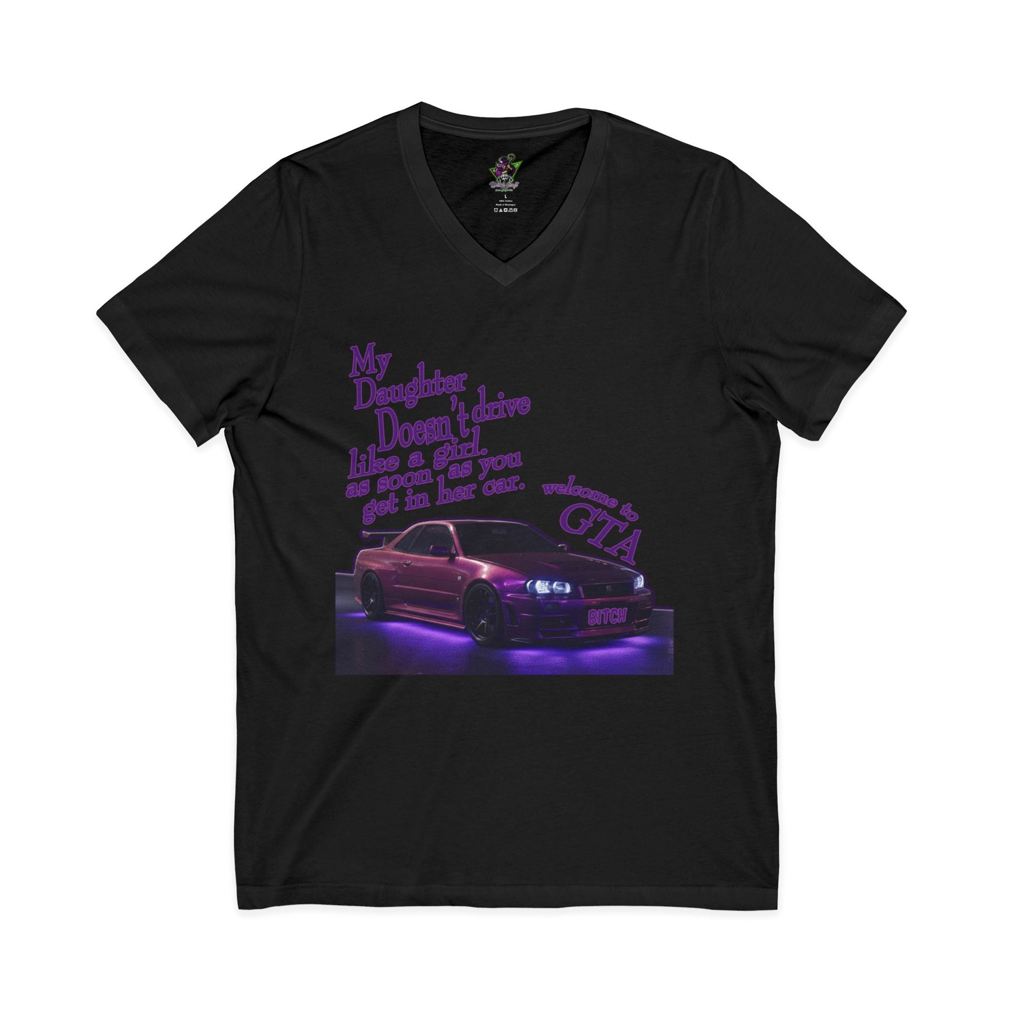 Daughter Doesn't Drive Like A Girl Purple / V-Neck Tee