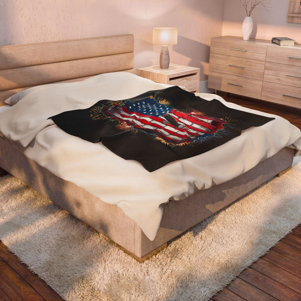 American Brick Flag / Velveteen Plush Blanket