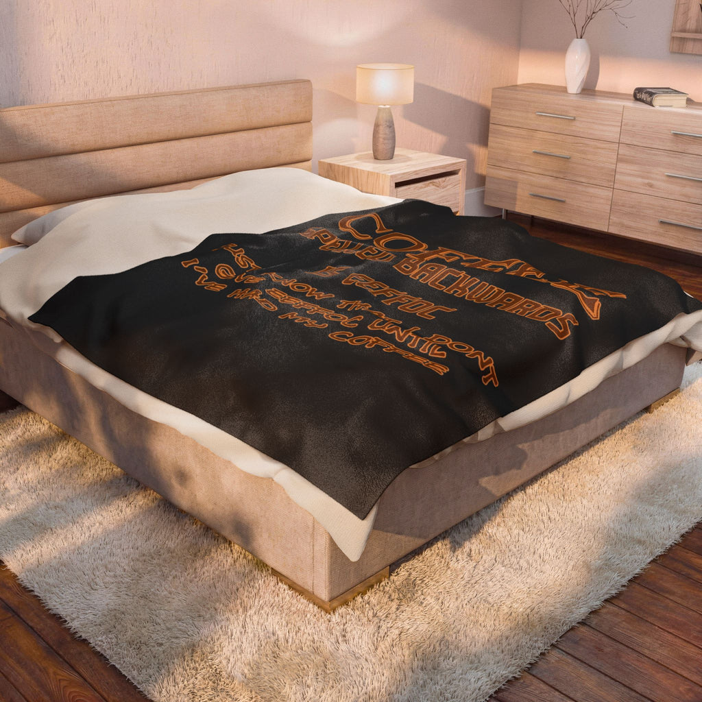 Coffee Spelled Backwards Is EEFFOC / Velveteen Plush Blanket