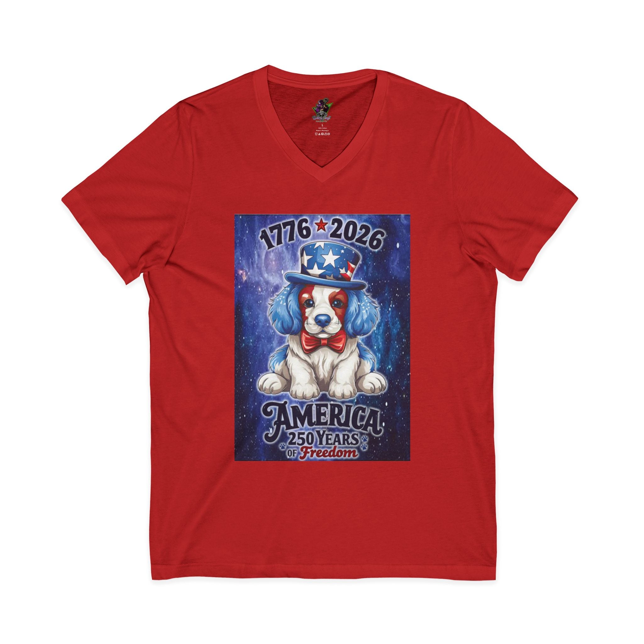Patriotic Puppy America 250 / V-Neck Tee