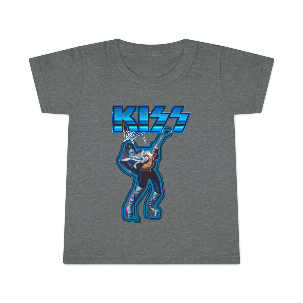 Toddler T-Shirt - KISS Band Graphic Tee (Blue Retro Rock Guitar Design)
