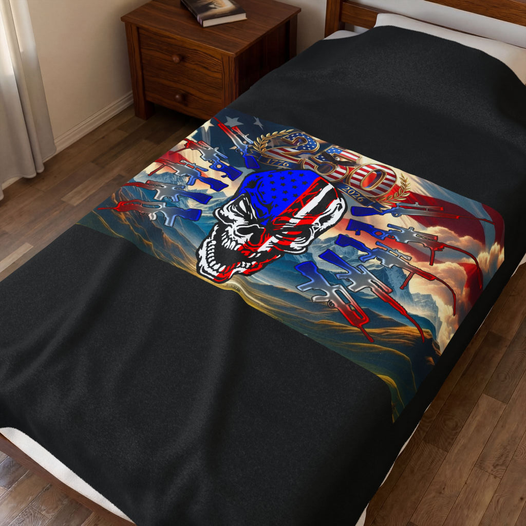 Skull & Guns 250th / Velveteen Plush Blanket