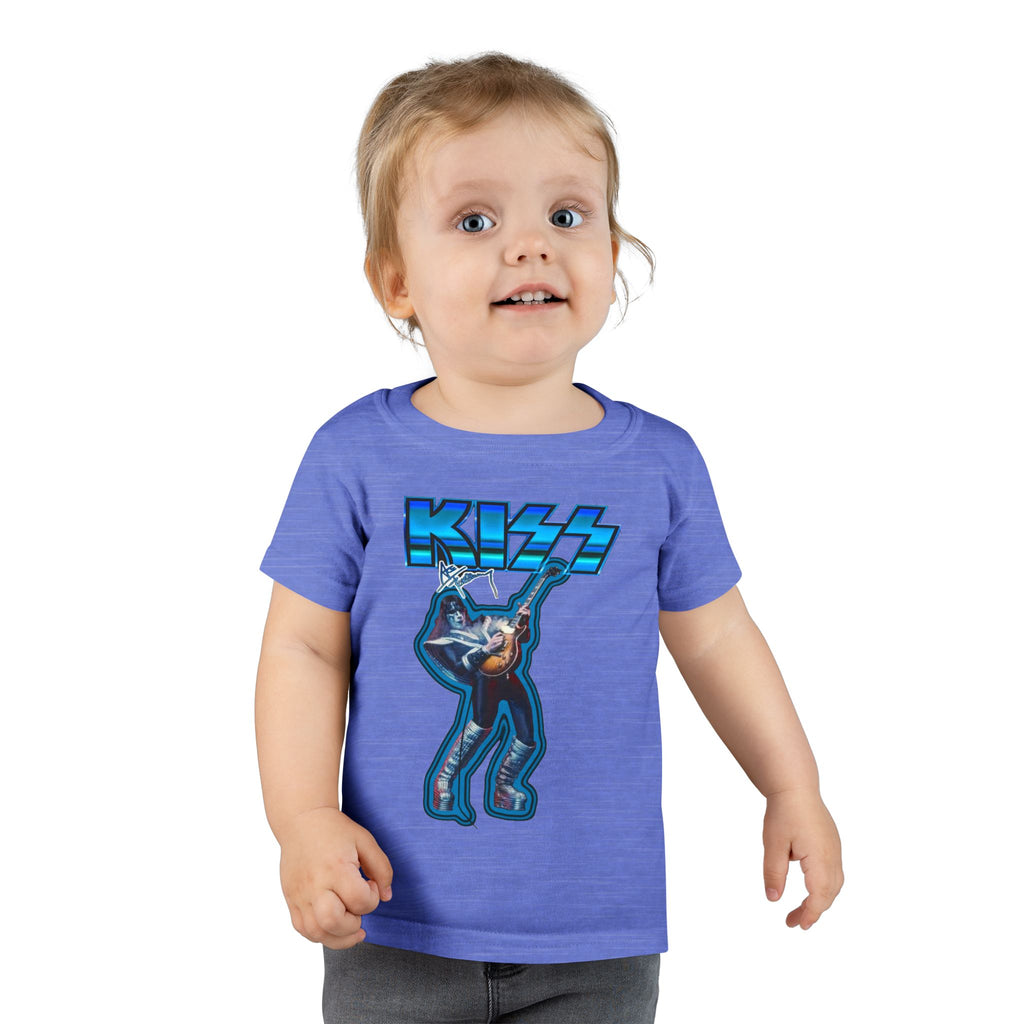 Toddler T-Shirt - KISS Band Graphic Tee (Blue Retro Rock Guitar Design)