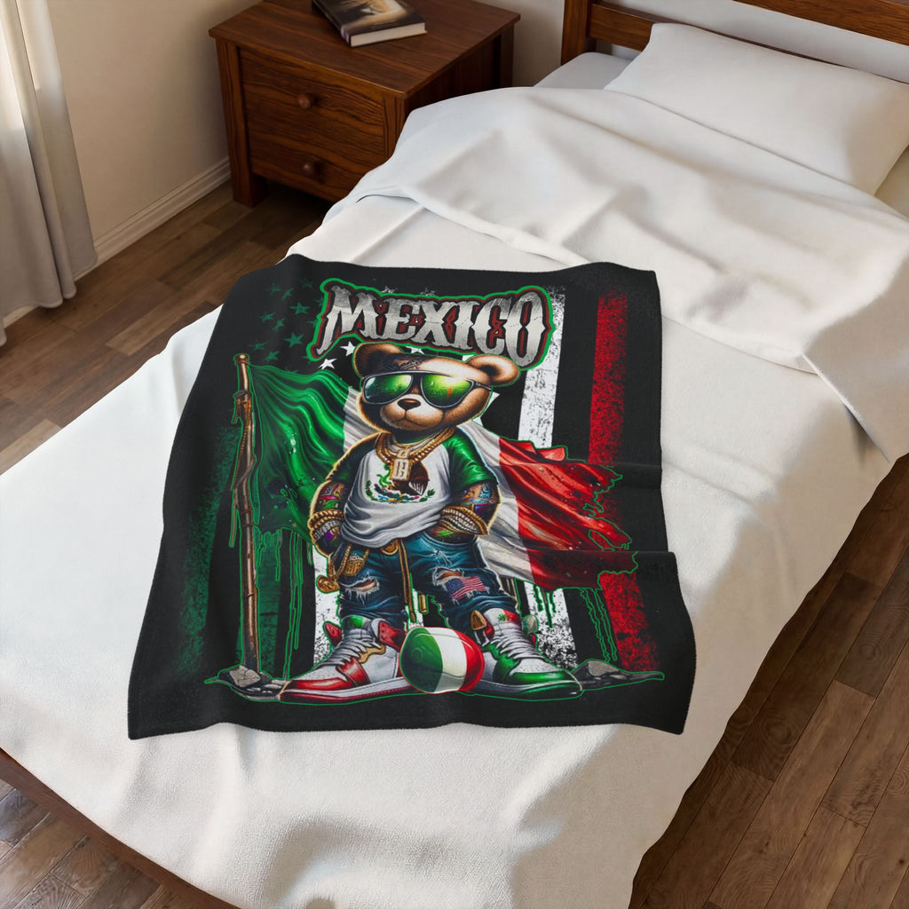 Mexico Teddy Bear /  Velveteen Plush Blanket