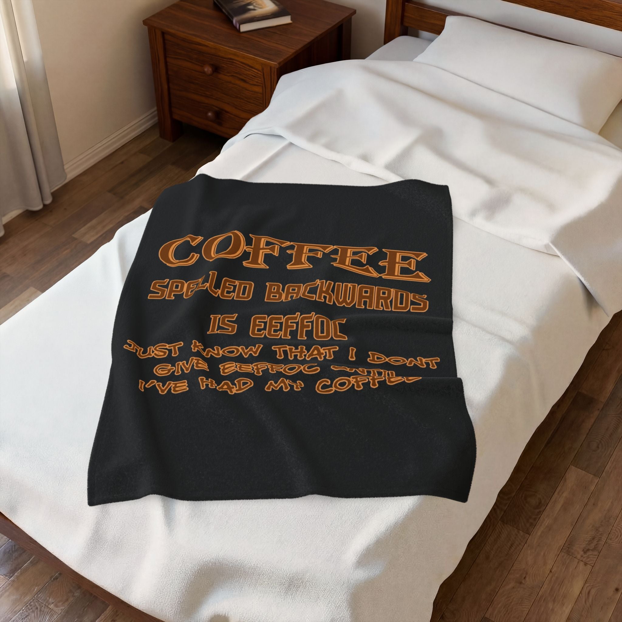 Coffee Spelled Backwards Is EEFFOC / Velveteen Plush Blanket