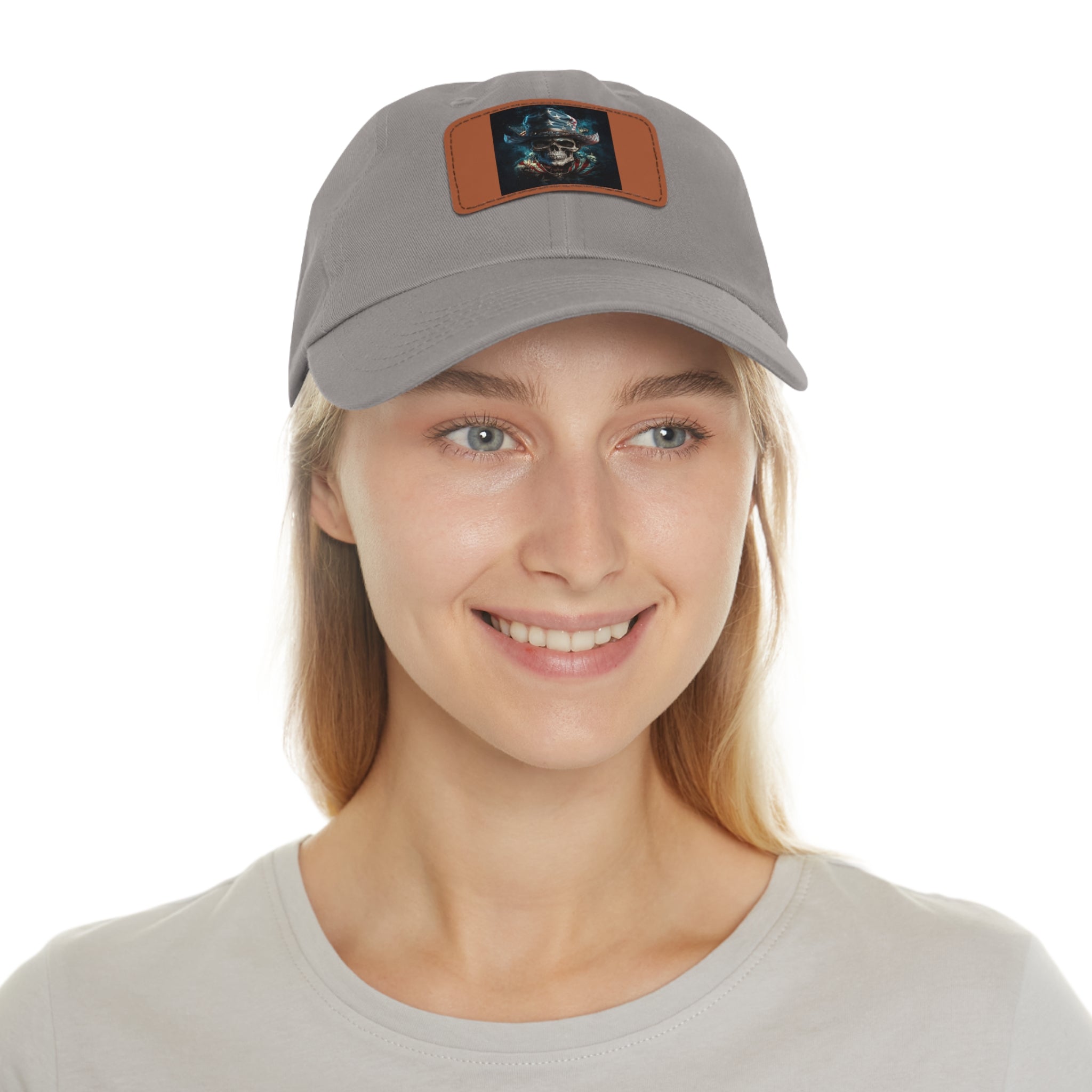 Skull Cowboy / Leather Patch Hat