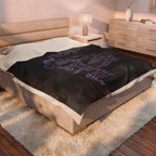 2/3 Evil Gothic Purple Script / Velveteen Plush Blanket
