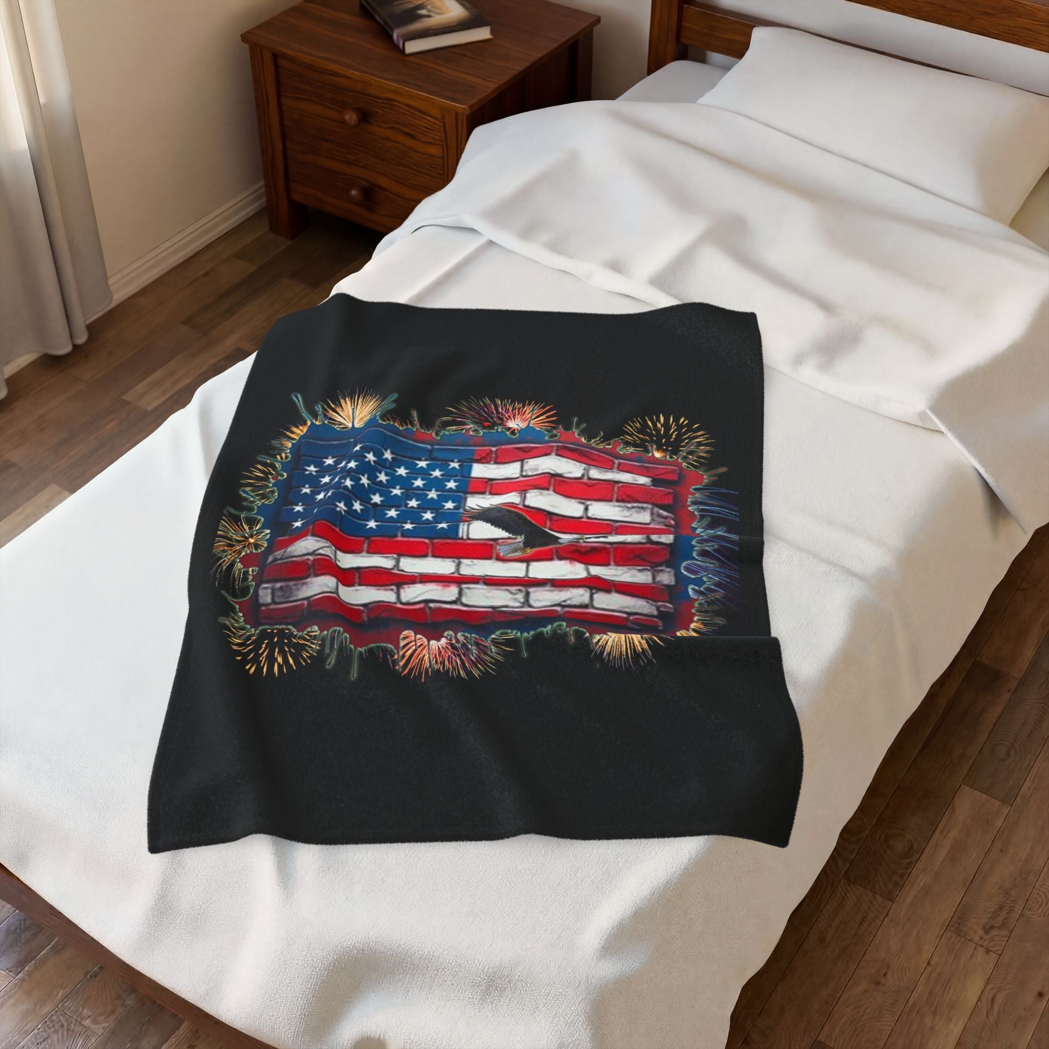 American Brick Flag / Velveteen Plush Blanket