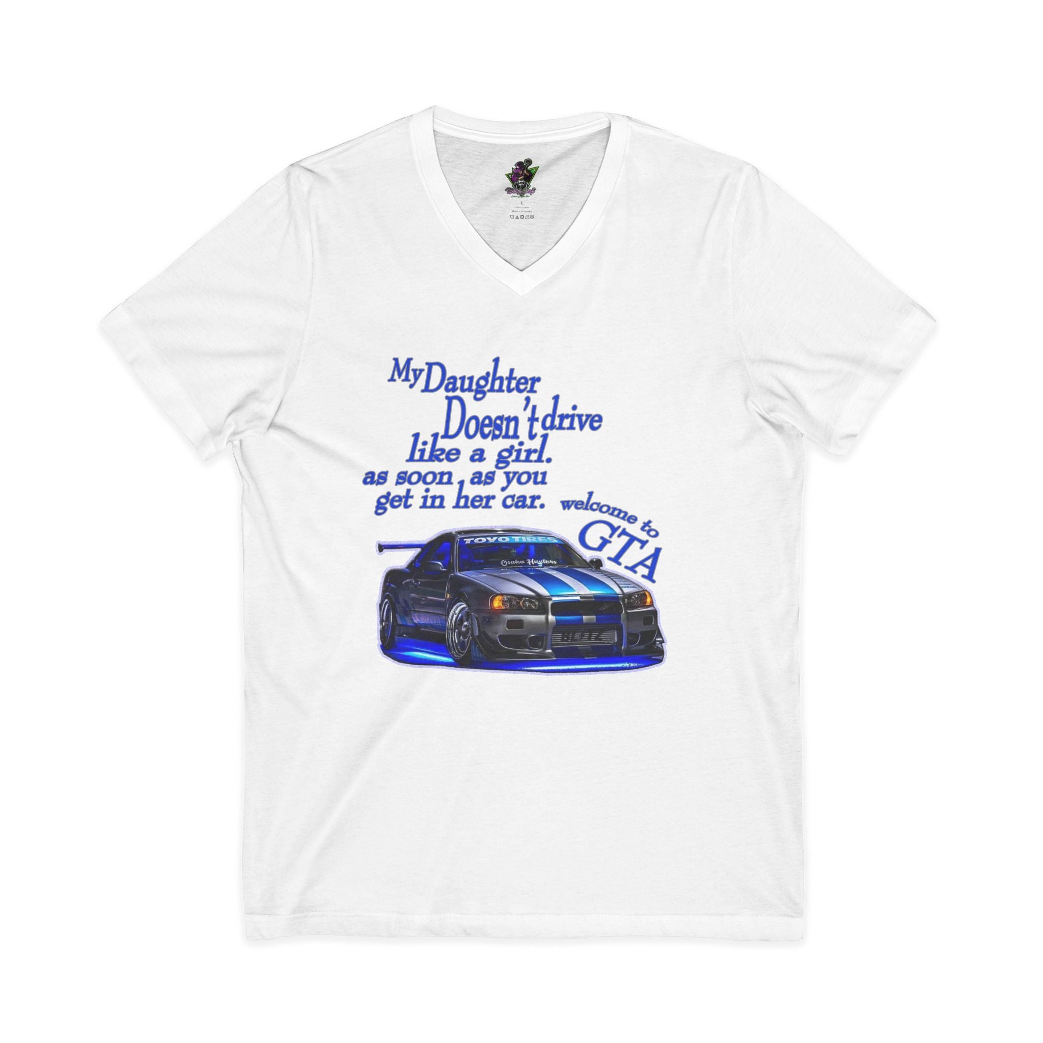 Daughter Doesn't Drive Like A Girl Blue / V-Neck Tee