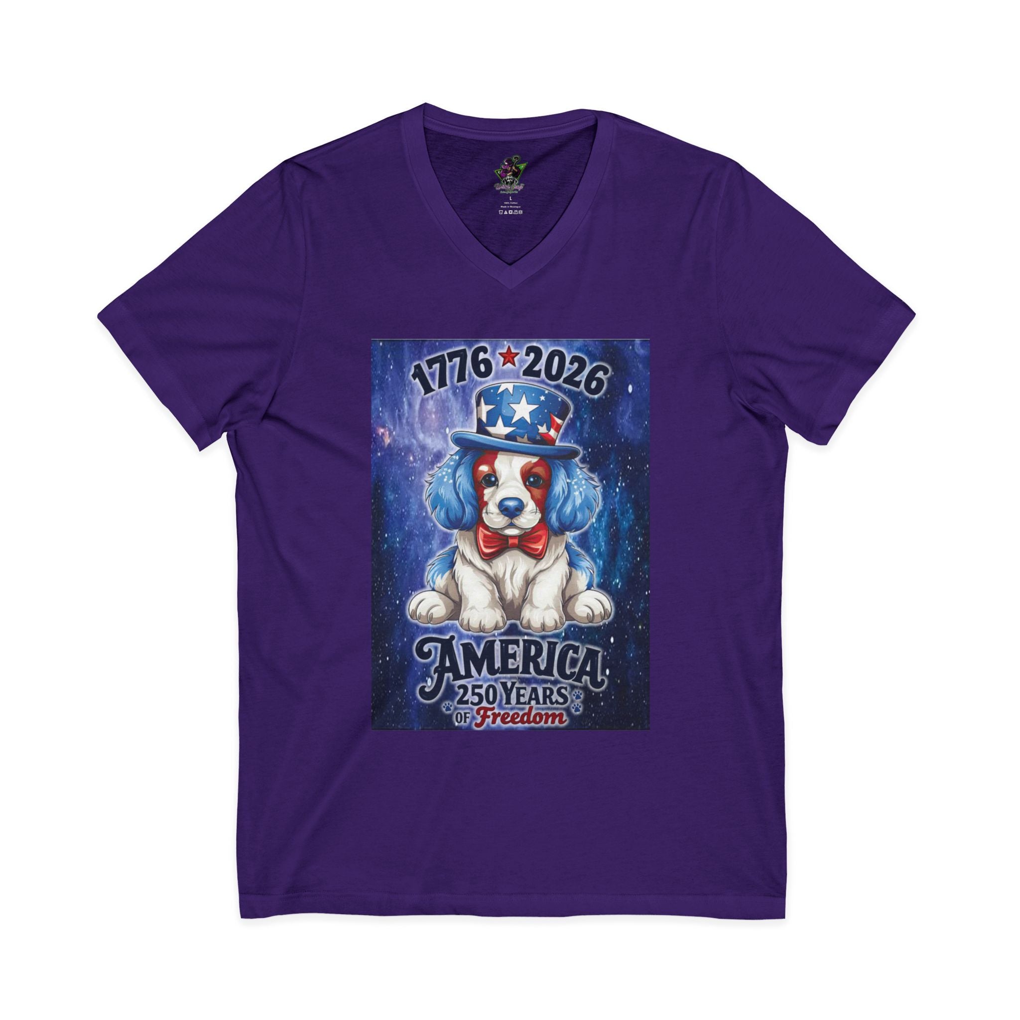 Patriotic Puppy America 250 / V-Neck Tee