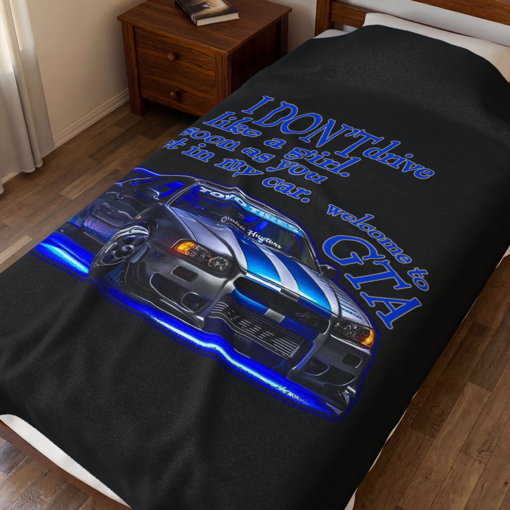 Don't Drive Like A Girl Blue / Velveteen Plush Blanket