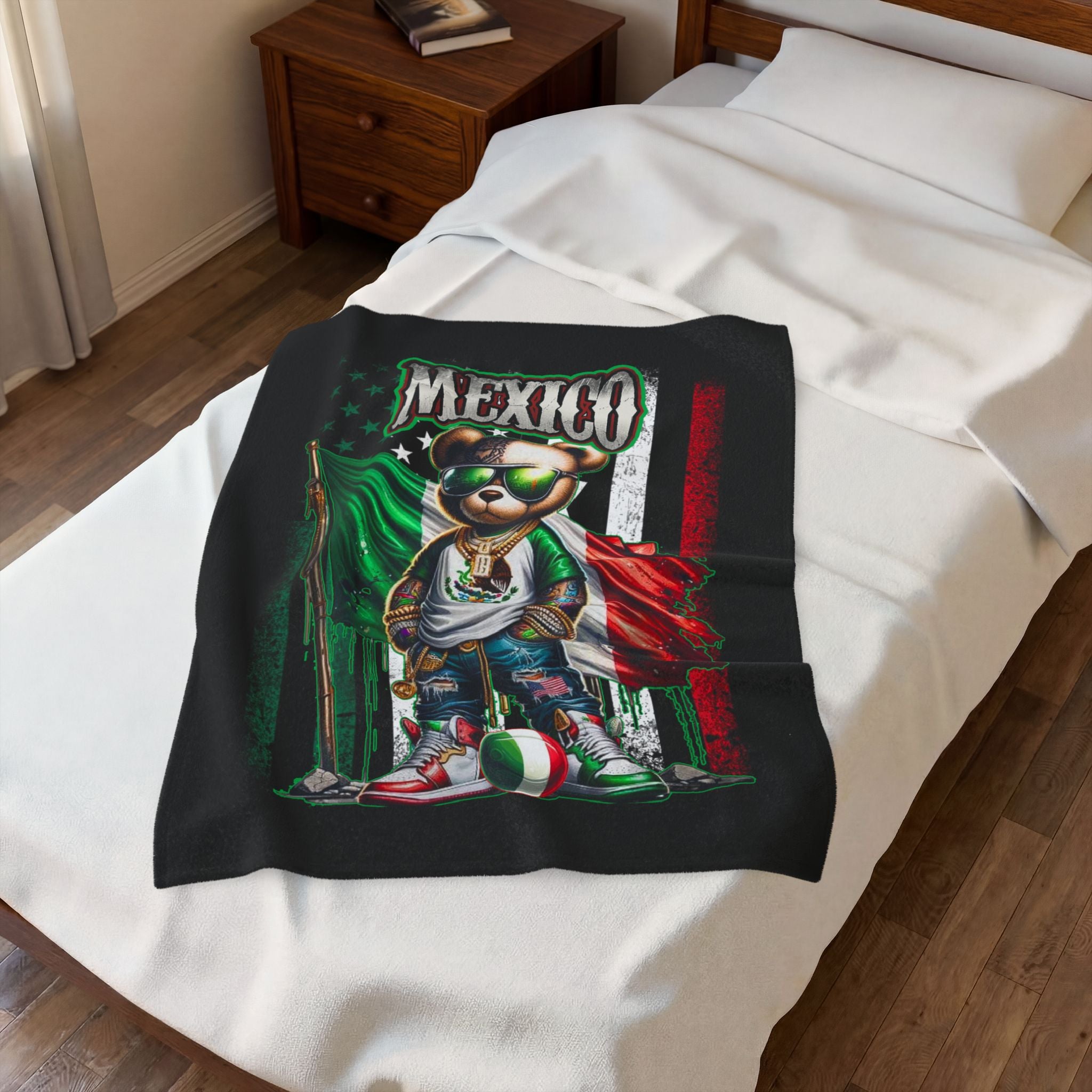 Mexico Teddy Bear / Velveteen Plush Blanket