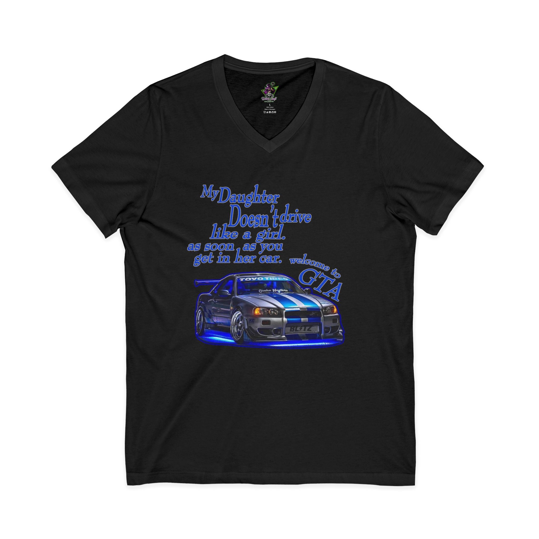 Daughter Doesn't Drive Like A Girl Blue / V-Neck Tee