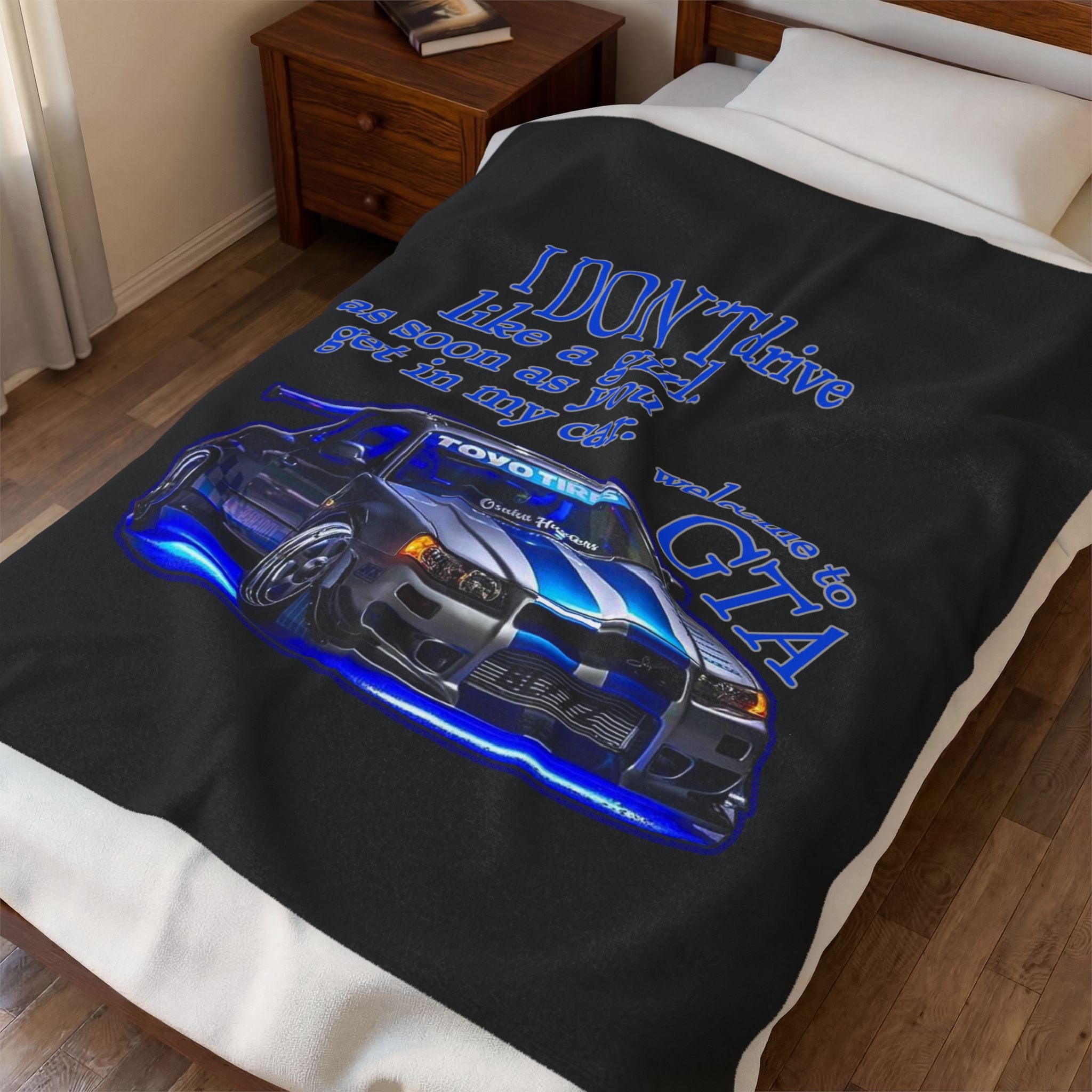Don't Drive Like A Girl Blue / Velveteen Plush Blanket