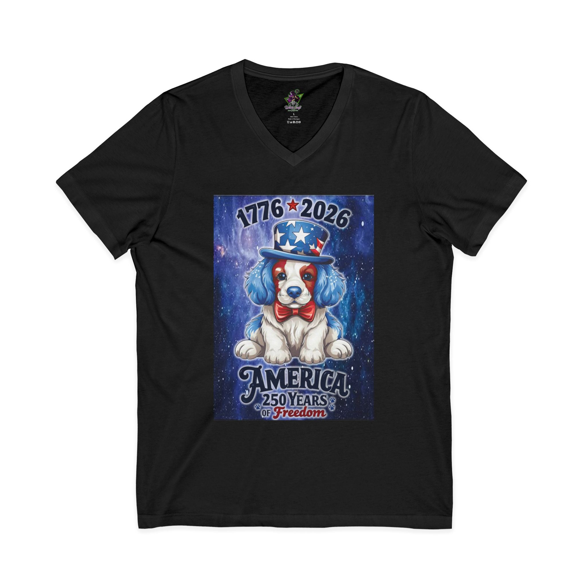 Patriotic Puppy America 250 / V-Neck Tee