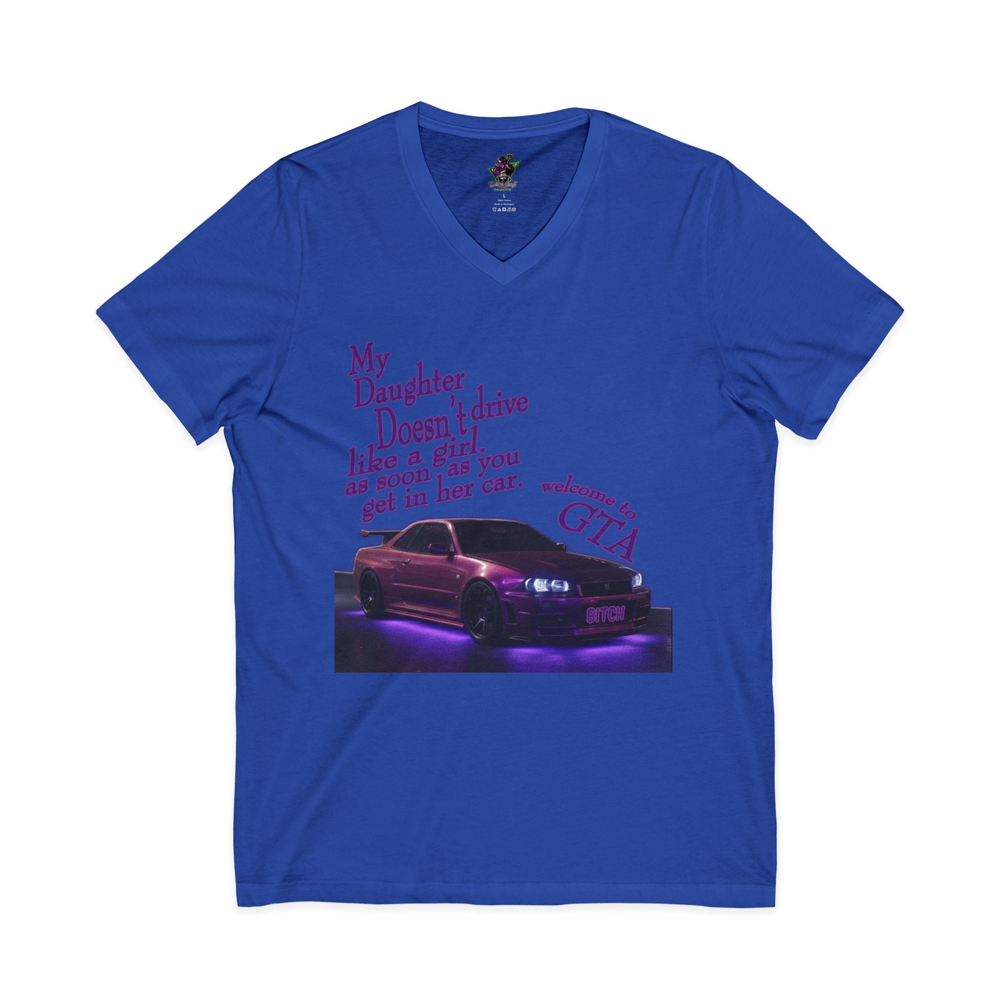Daughter Doesn't Drive Like A Girl Purple / V-Neck Tee