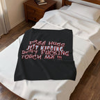 Free Hugs Just Kidding / Velveteen Plush Blanket