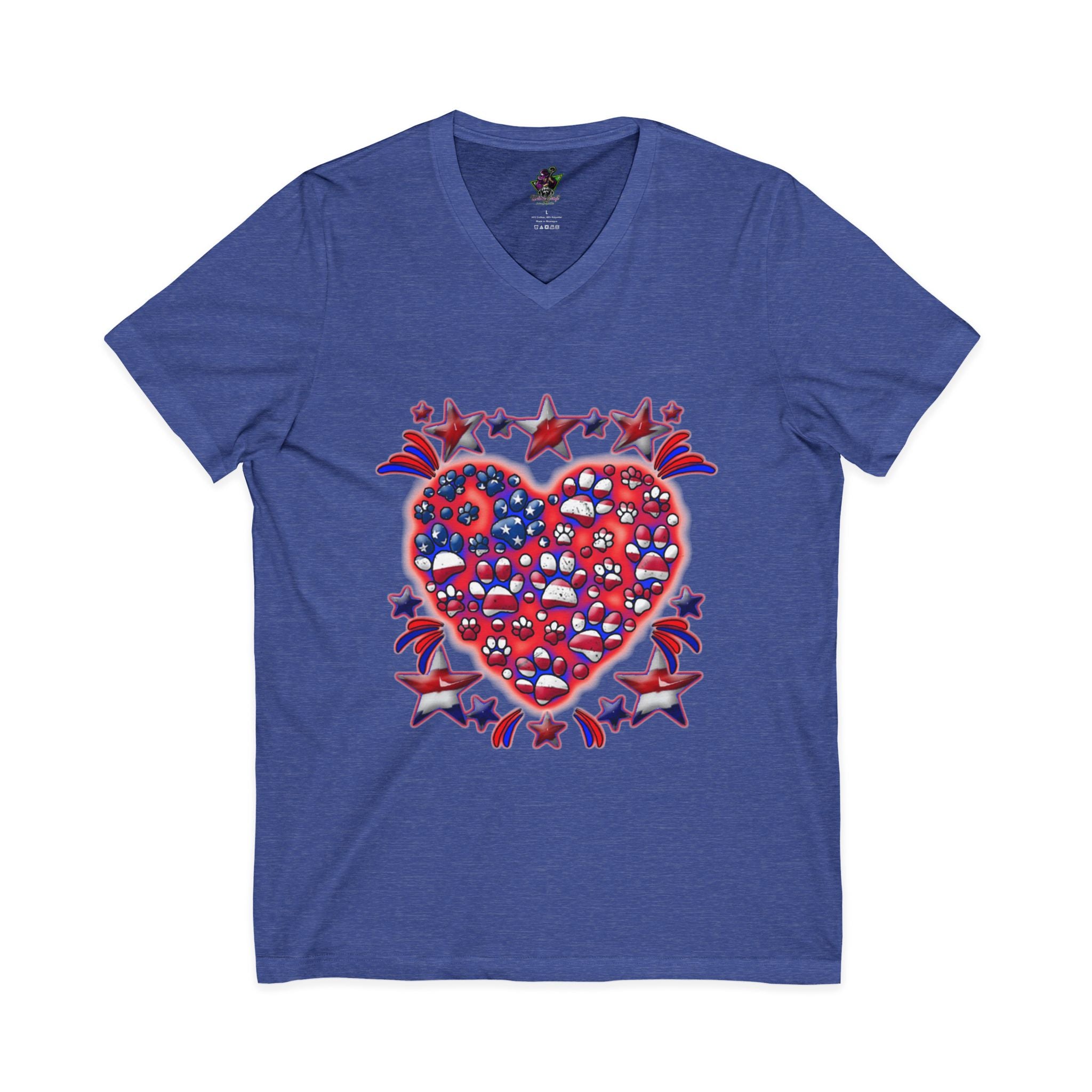 Patriotic Dog Heart / V-Neck Tee