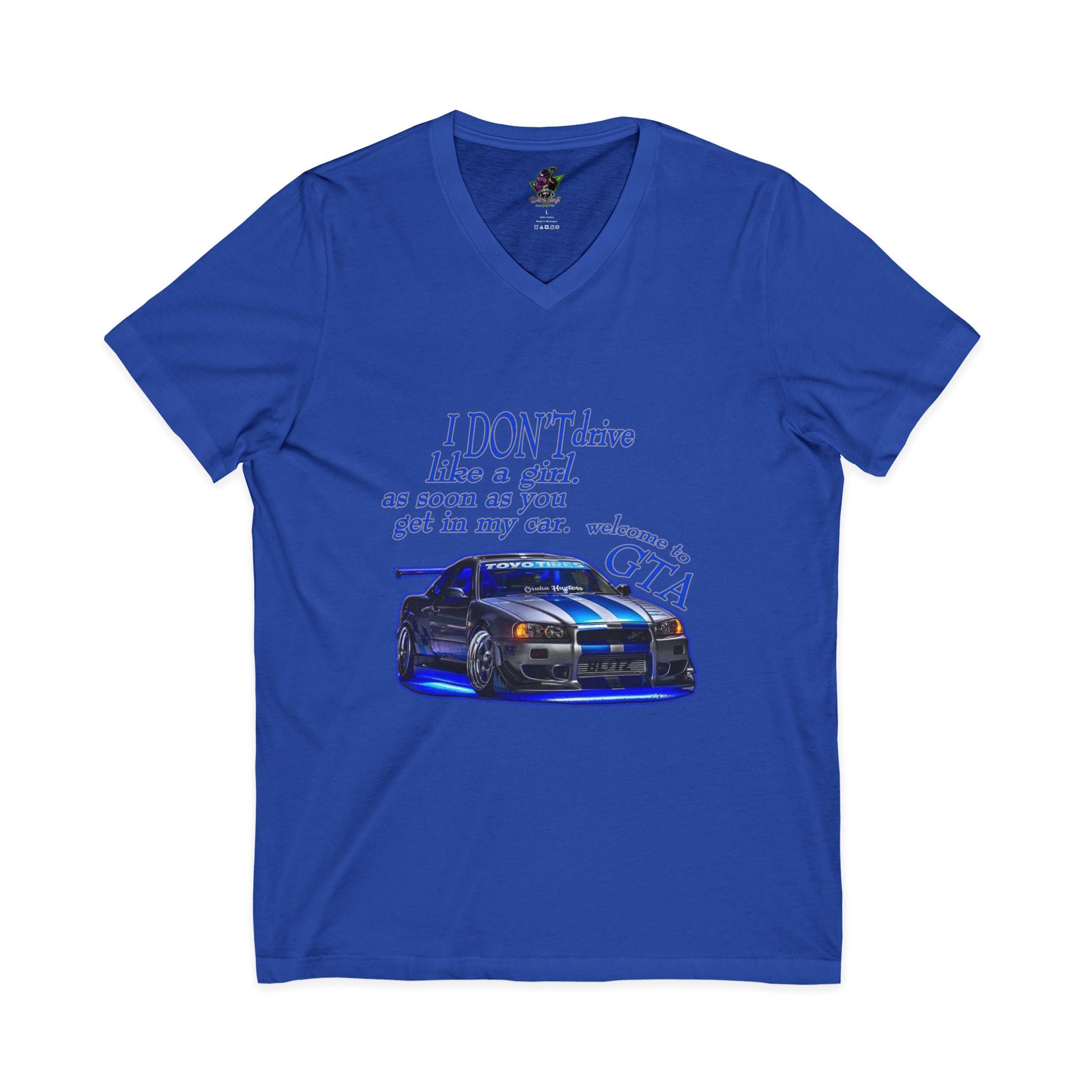 Don't Drive Like A Girl Blue / V-Neck Tee