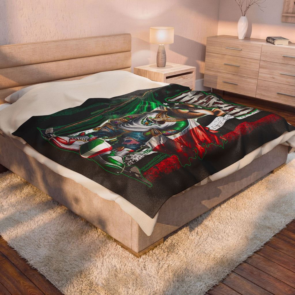 Mexico Teddy Bear /  Velveteen Plush Blanket