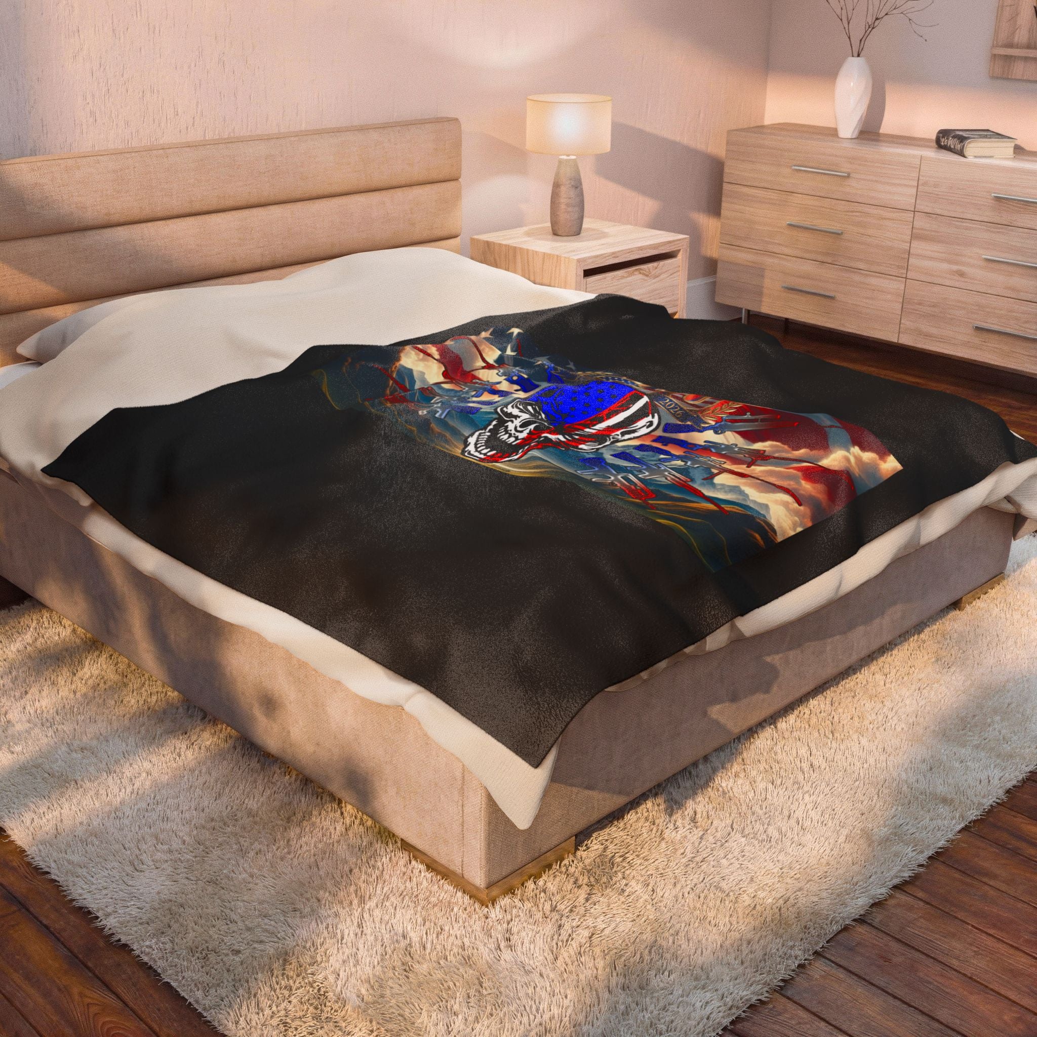 Skull & Guns 250th / Velveteen Plush Blanket