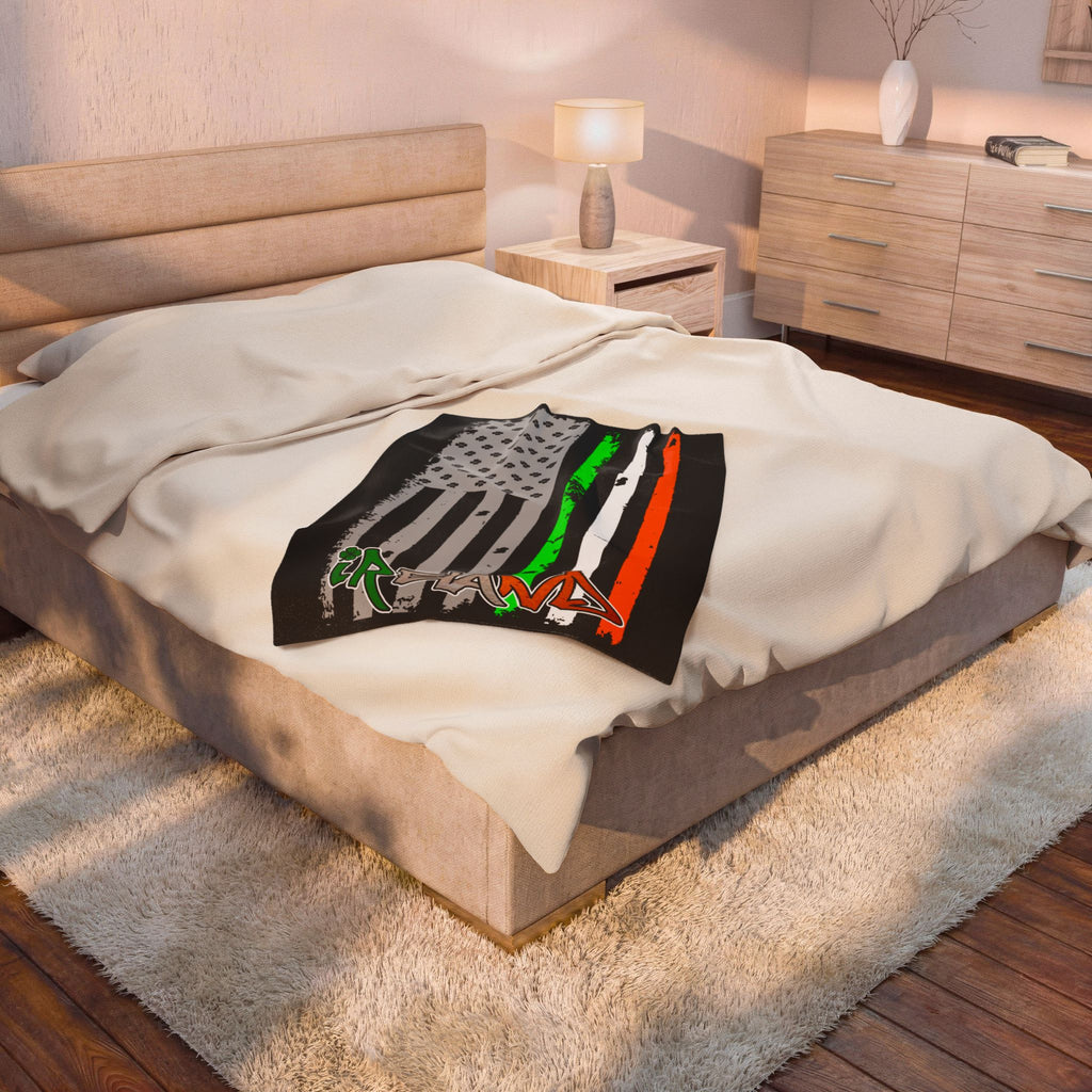 American / Ireland Flag / Velveteen Plush Blanket