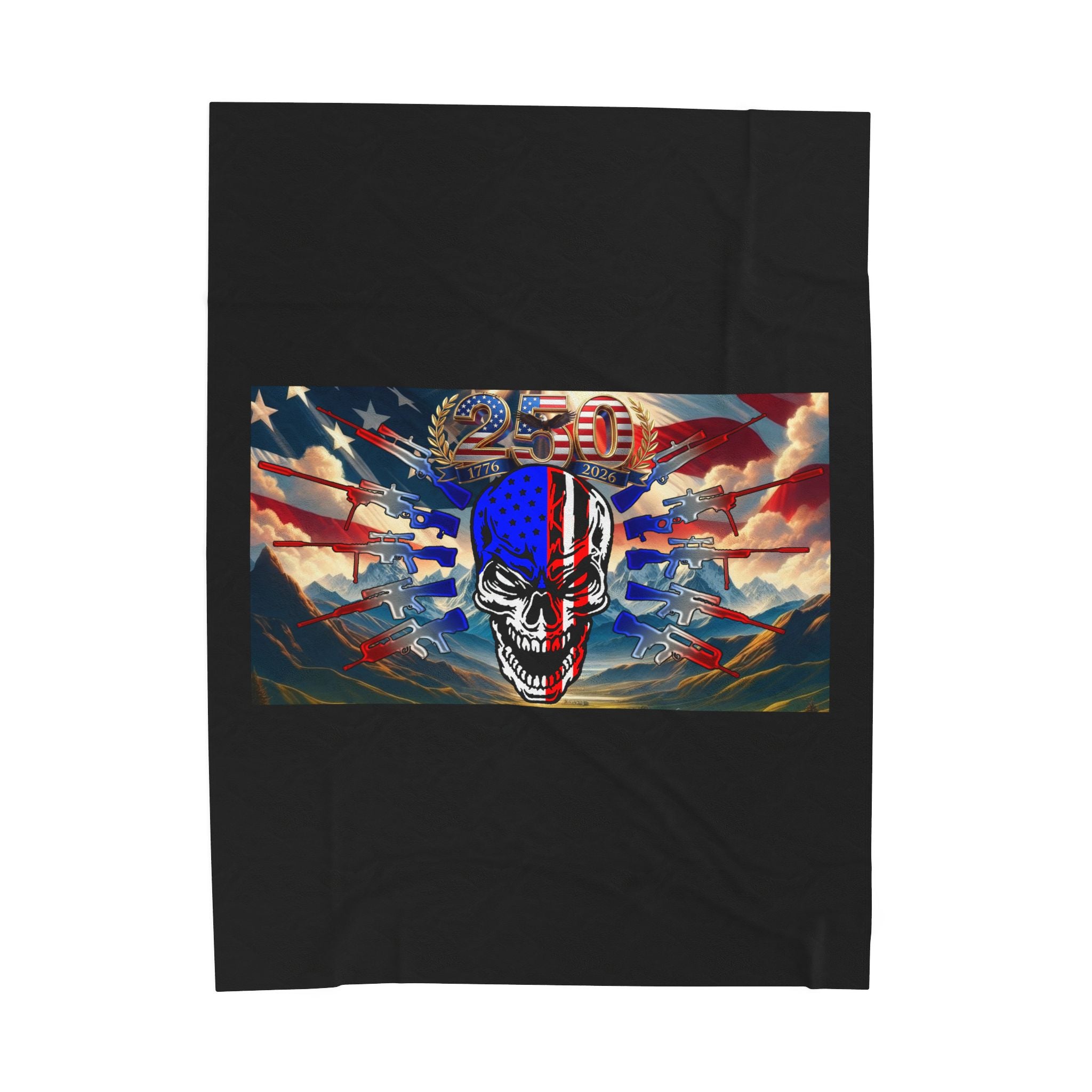 Skull & Guns 250th / Velveteen Plush Blanket