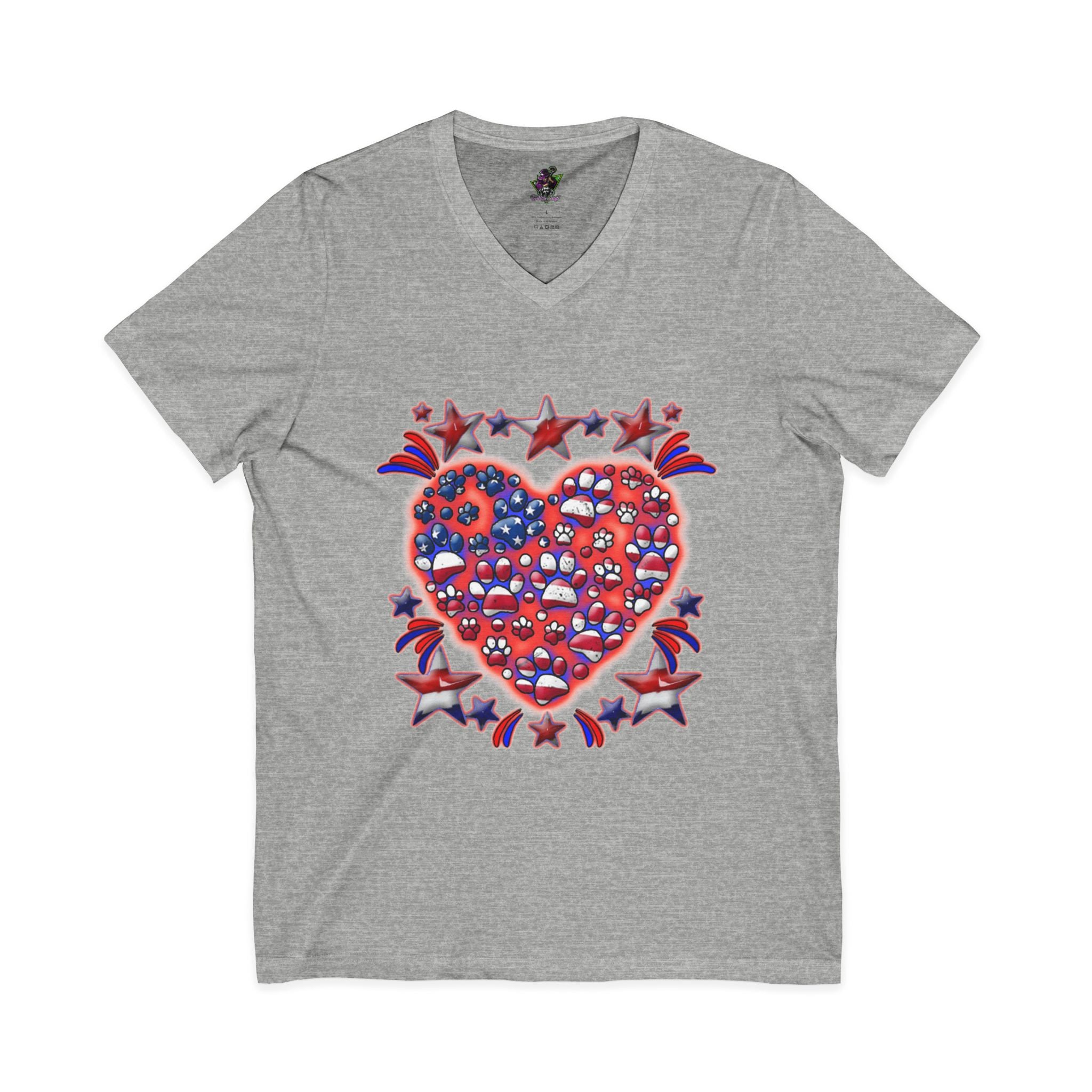Patriotic Dog Heart / V-Neck Tee