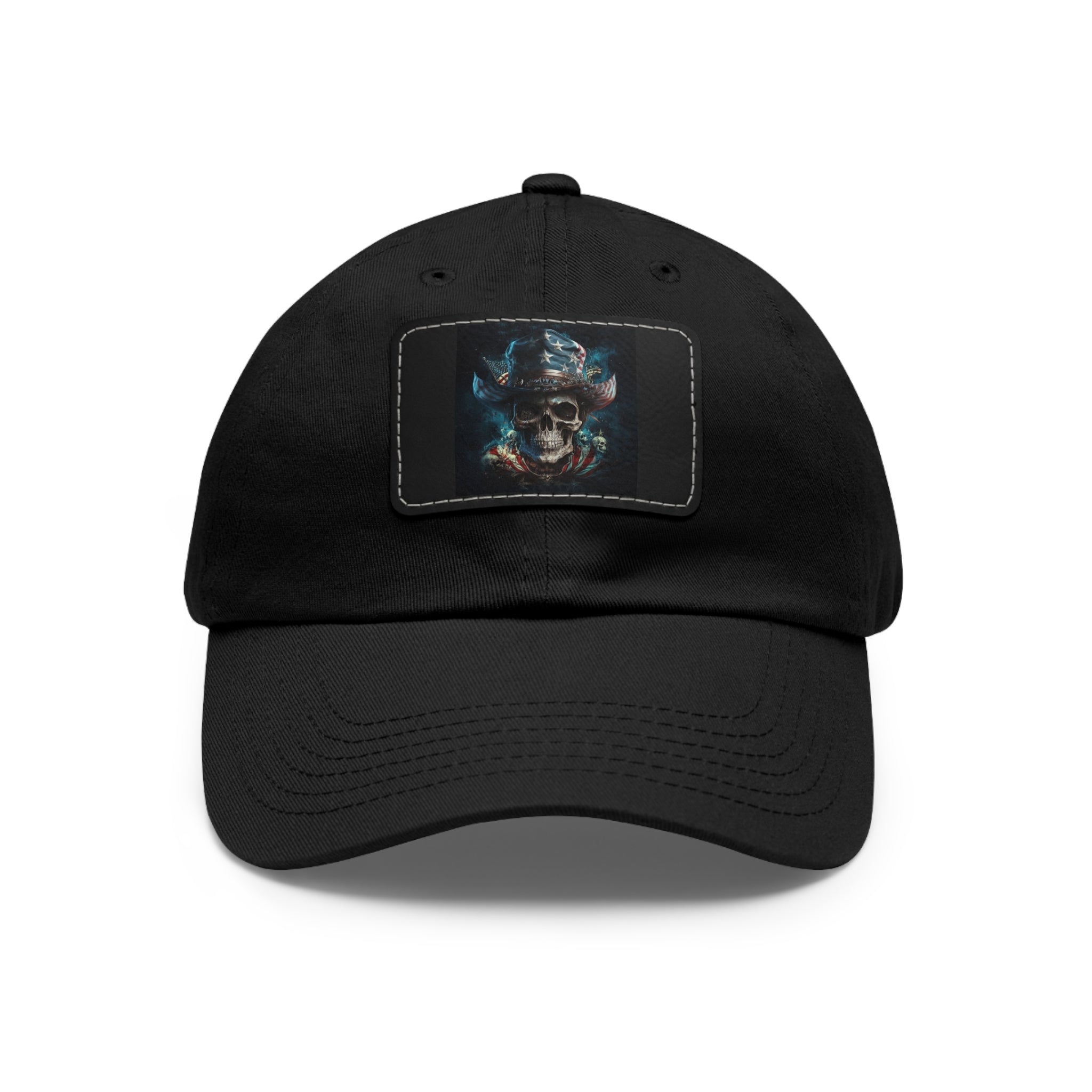 Skull Cowboy / Leather Patch Hat