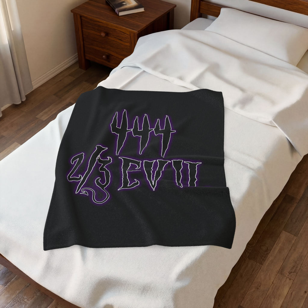 2/3 Evil Gothic Purple Script / Velveteen Plush Blanket