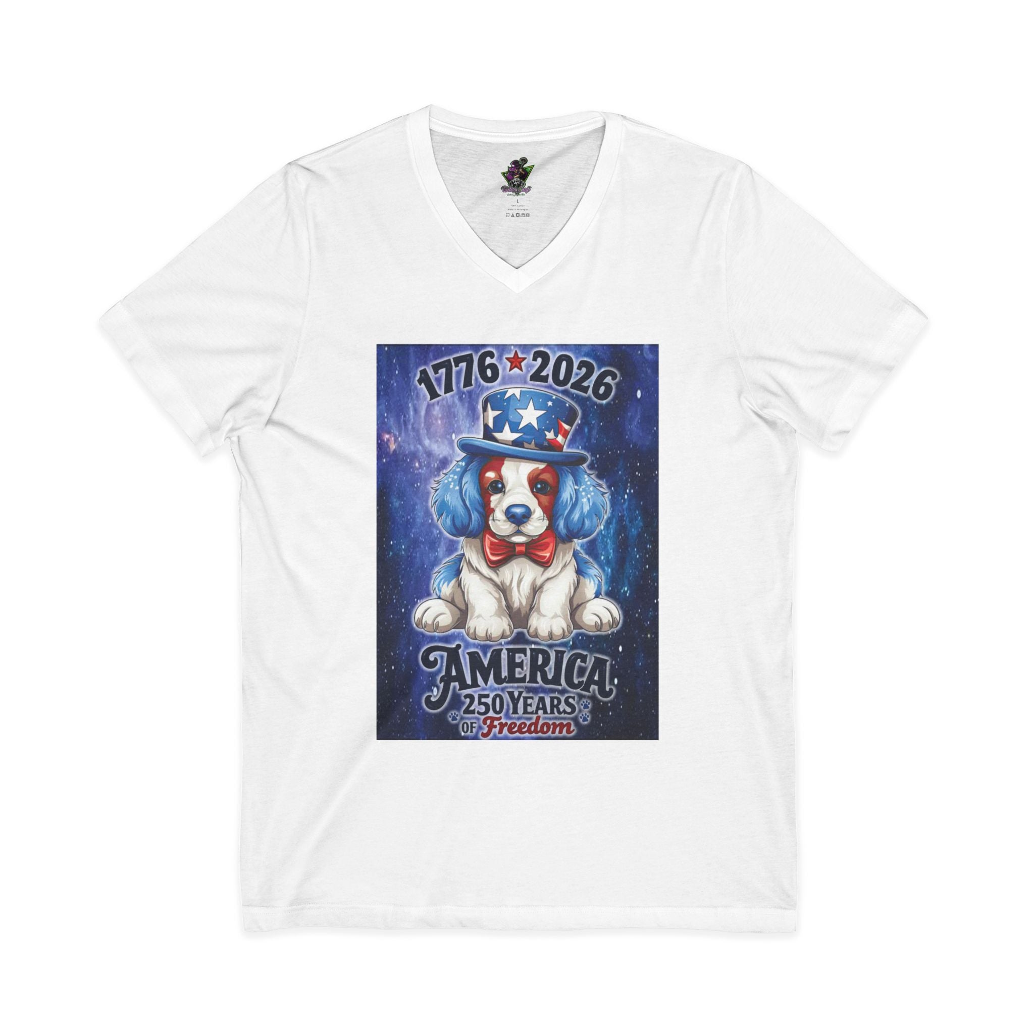 Patriotic Puppy America 250 / V-Neck Tee