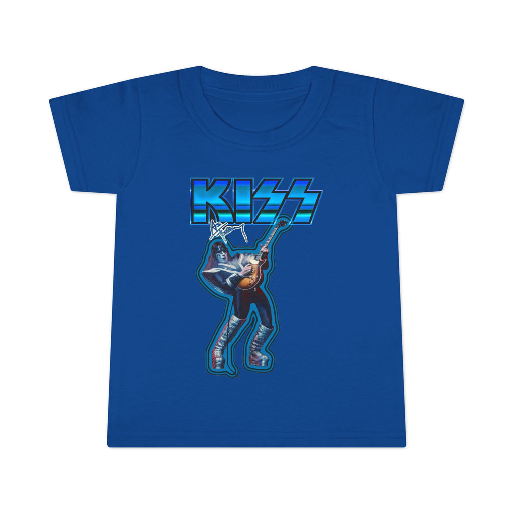 Toddler T-Shirt - KISS Band Graphic Tee (Blue Retro Rock Guitar Design)