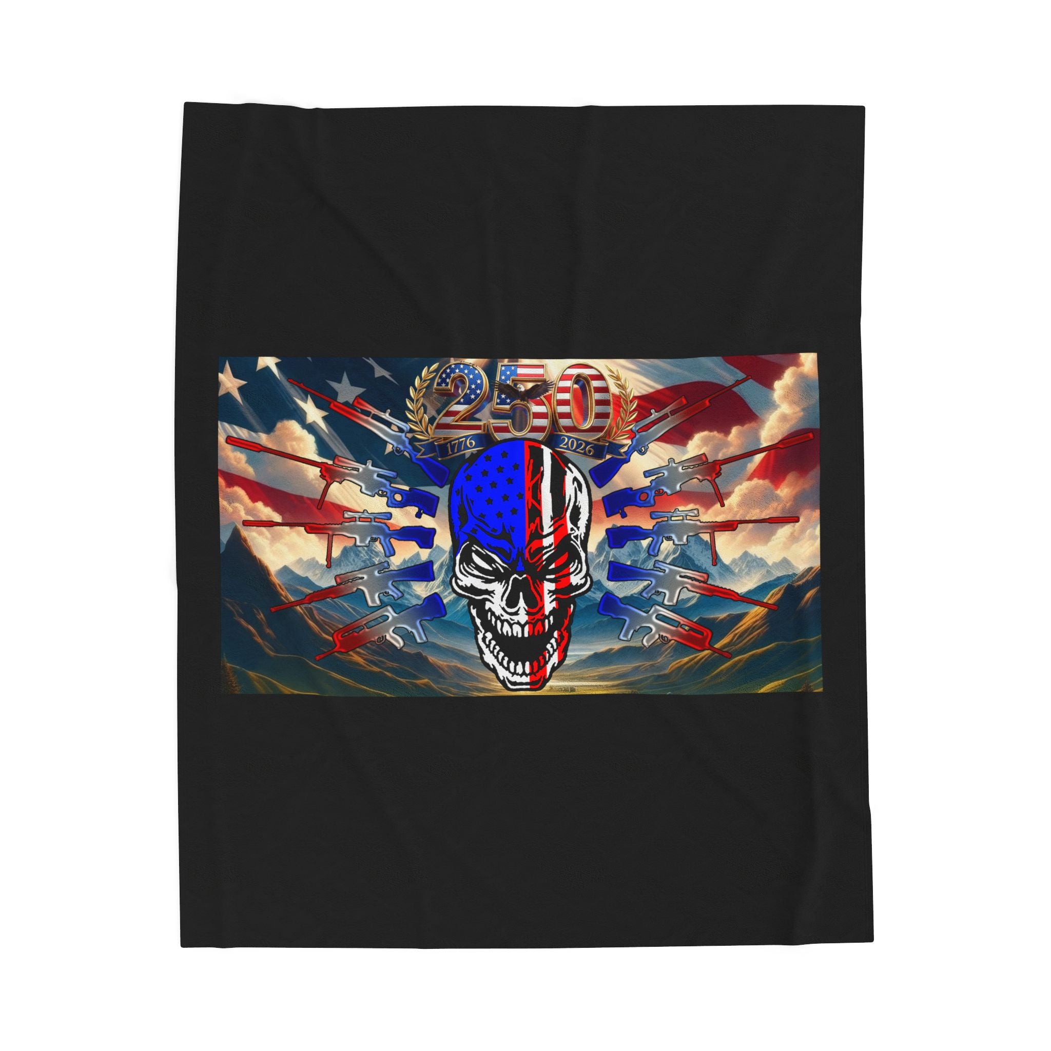 Skull & Guns 250th / Velveteen Plush Blanket
