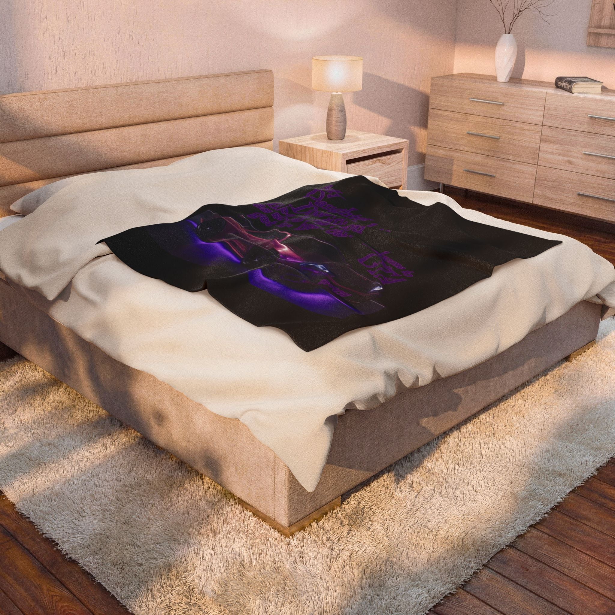 Daughter Doesn't Drive Like A Girl Purple / Velveteen Plush Blanket