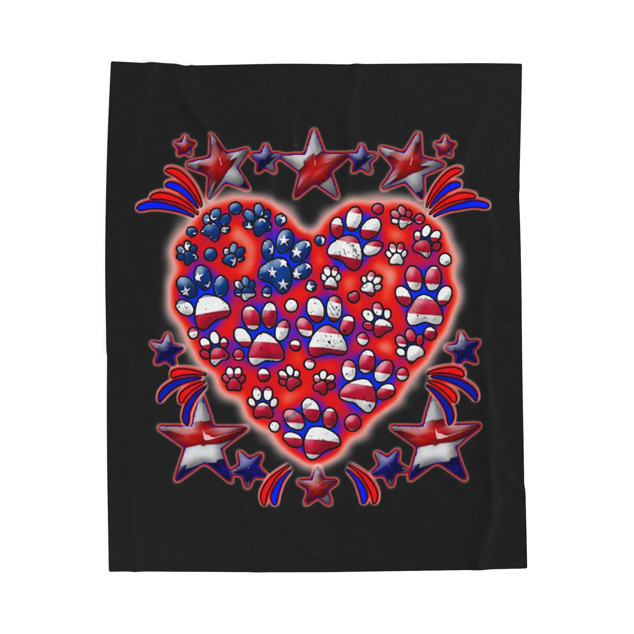 Patriotic Dog Heart / Velveteen Plush Blanket