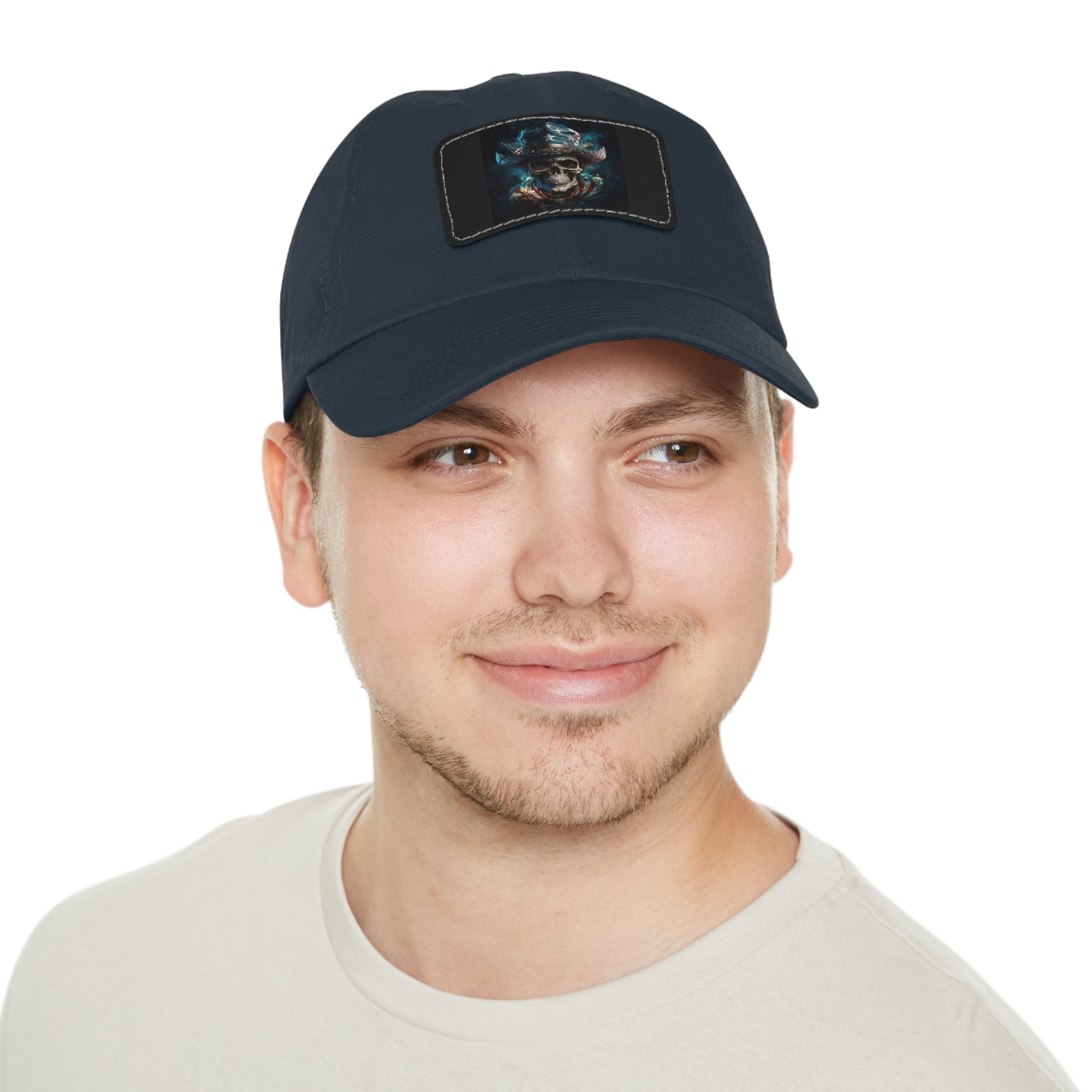 Skull Cowboy / Leather Patch Hat