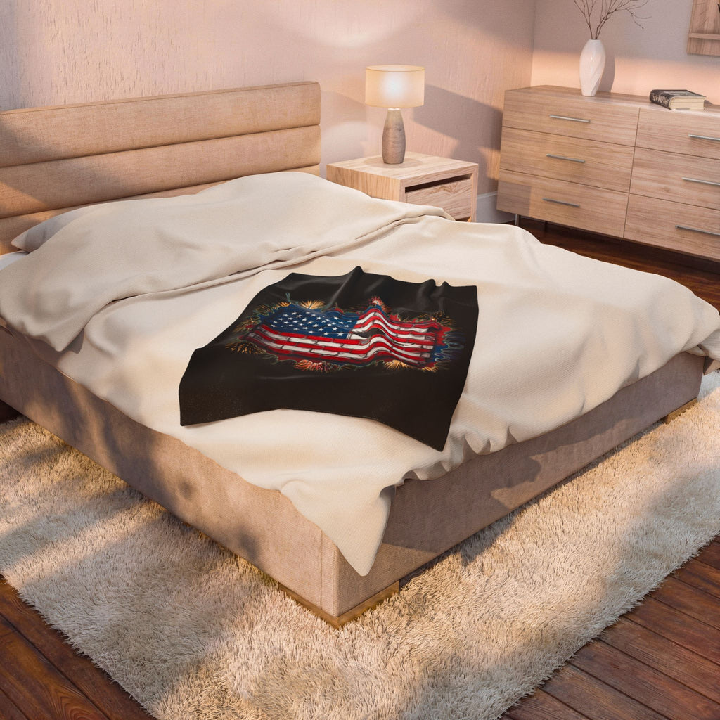 American Brick Flag / Velveteen Plush Blanket